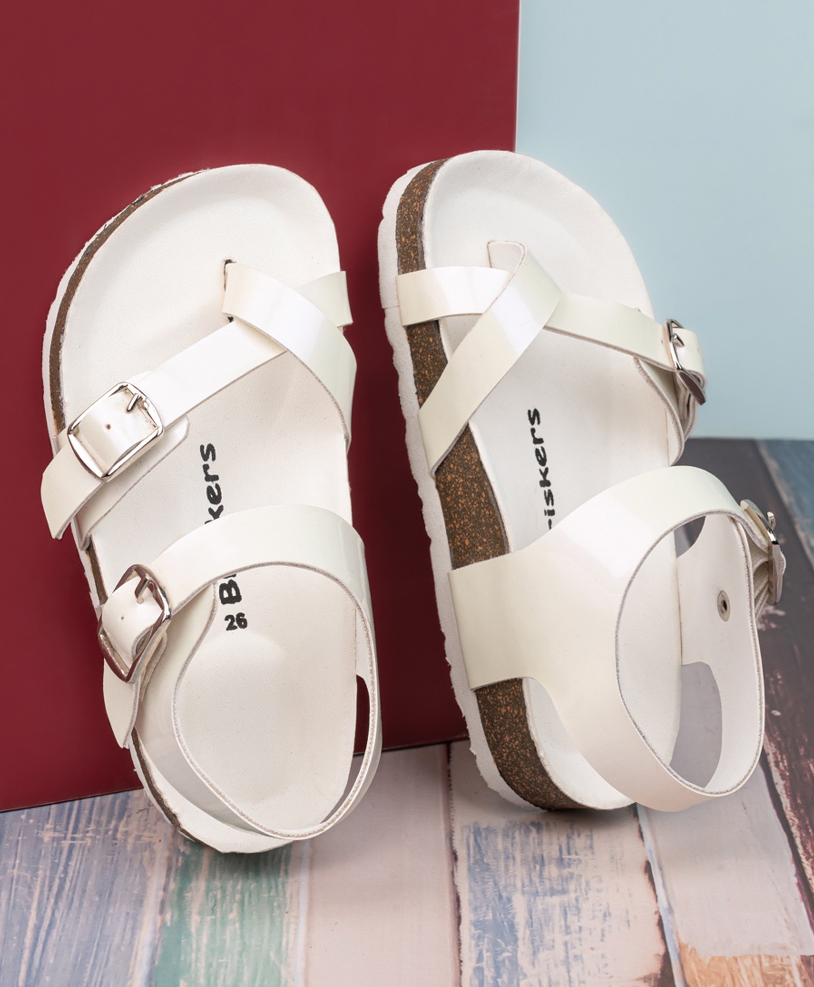 Briskers Solid Buckle Clip Closure Sandals - White-picture-10