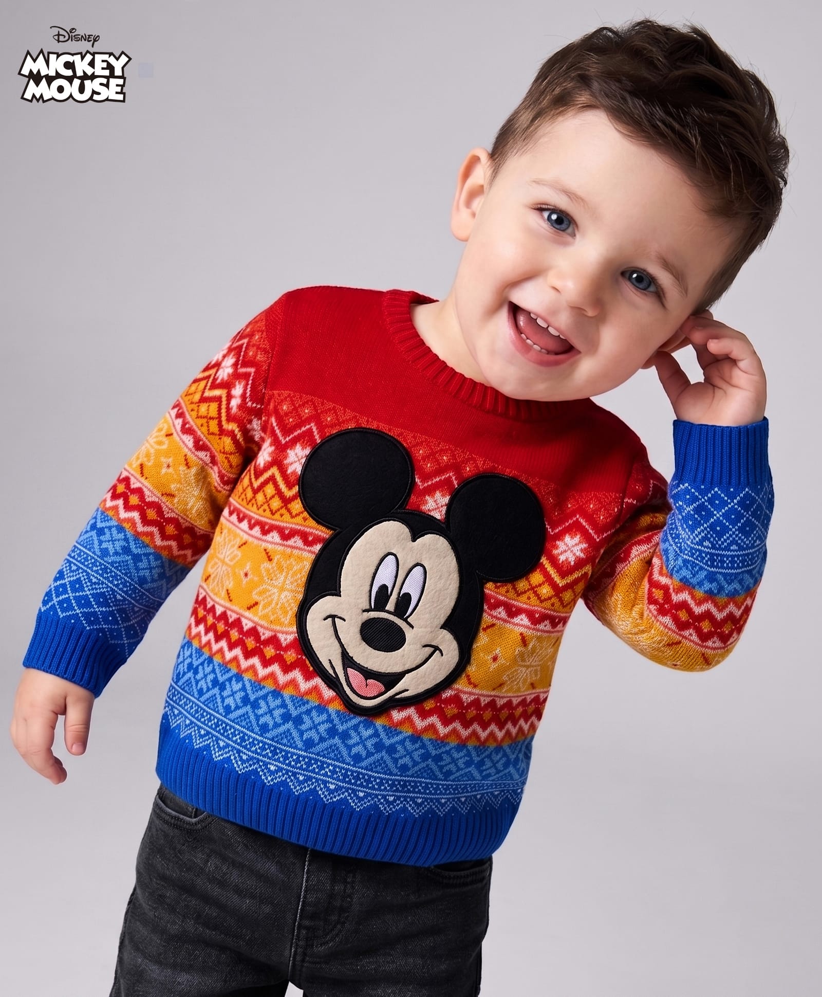 Babyhug Disney Woven Full Sleeves Pullover Sweater With Mickey Mouse Graphics - Multicolor-image-44