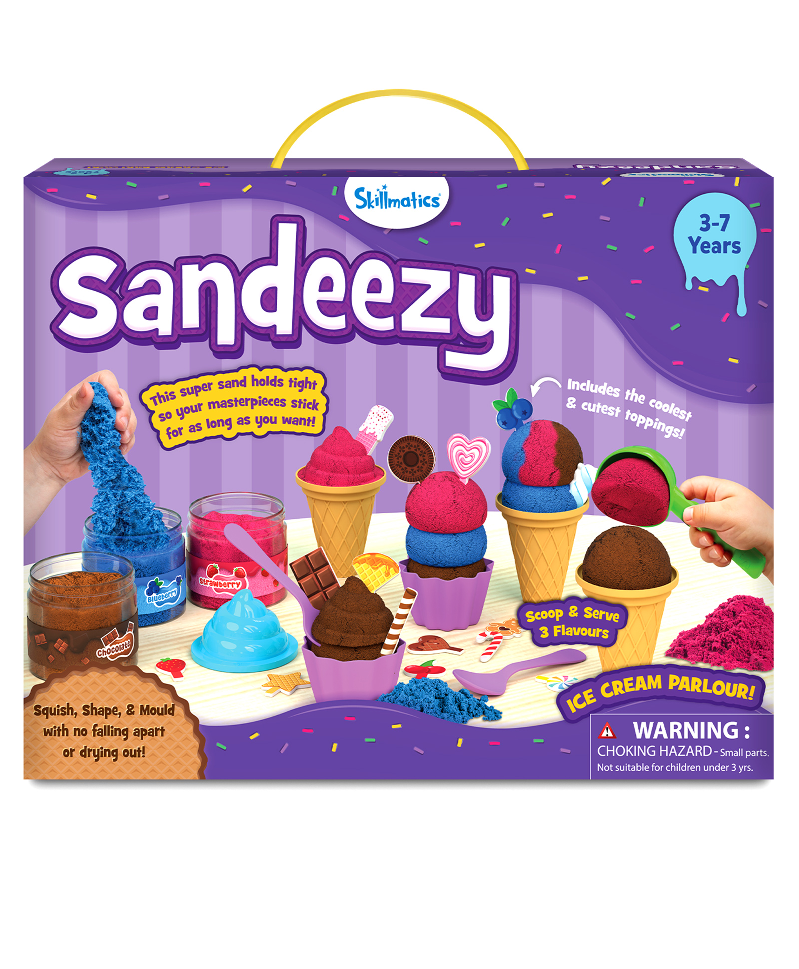 Skillmatics Sand Ice Cream Parlour Set - Sensory Toy & Pretend Dessert Shop Play Kit for Kids, Creative Sand Art Activity with Cones, Cups & Toppings, Gifts for Boys & Girls Ages 3 to 7