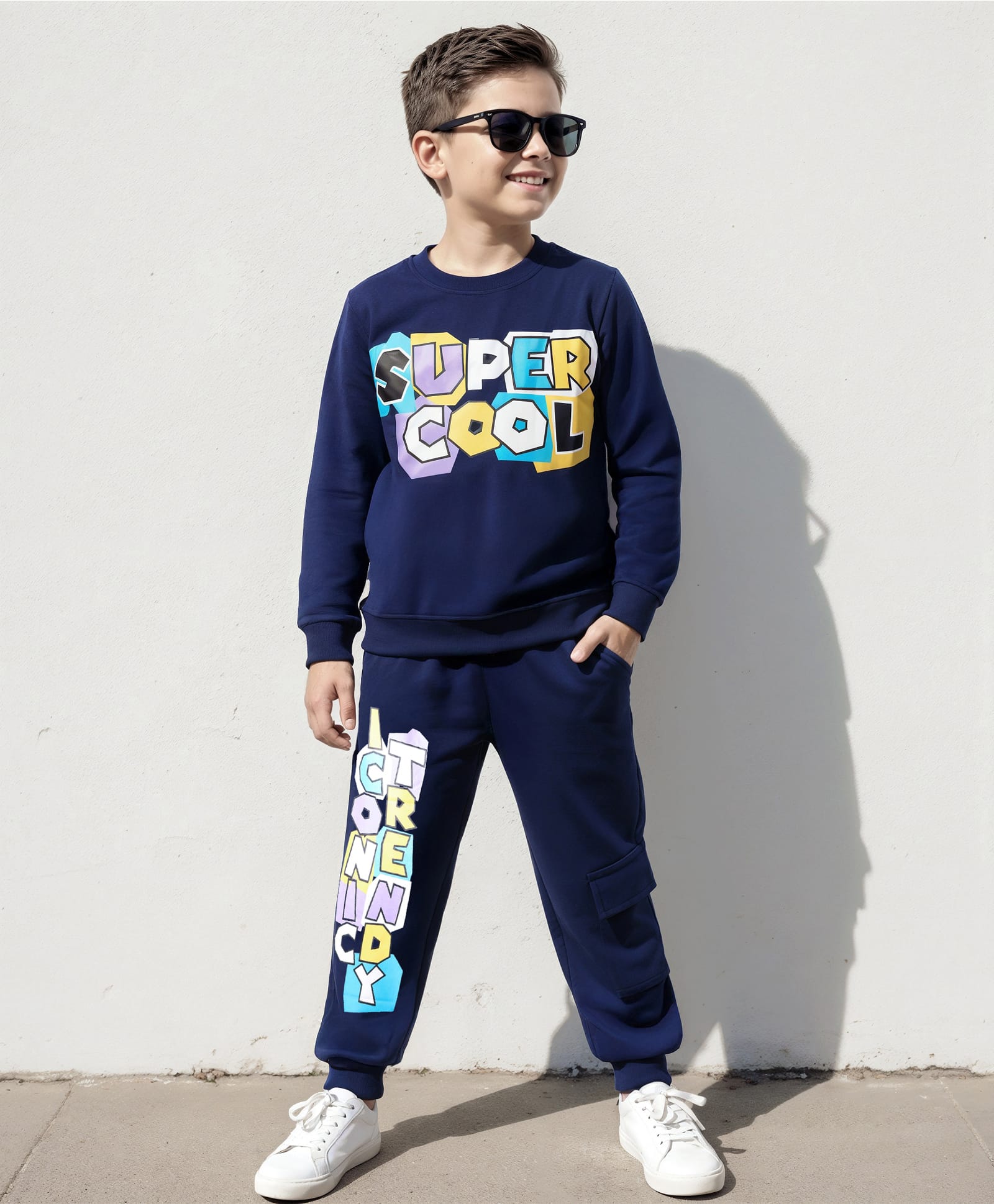 OLLINGTON ST. Cotton Full Sleeves Super Cool Text Printed Sweatshirts & Joggers - Navy Blue-image-16