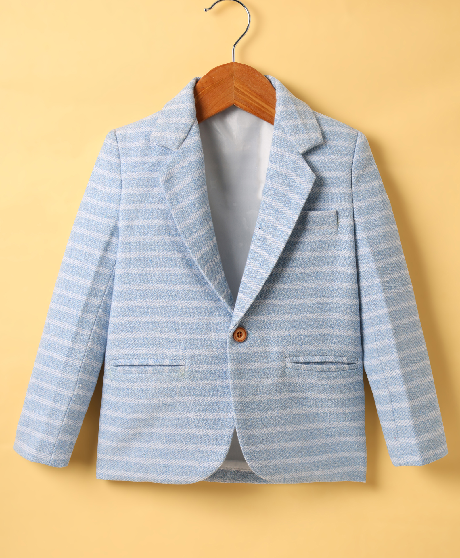 Rikidoos Full Sleeves Striped Blazer - Sky Blue-picture-12