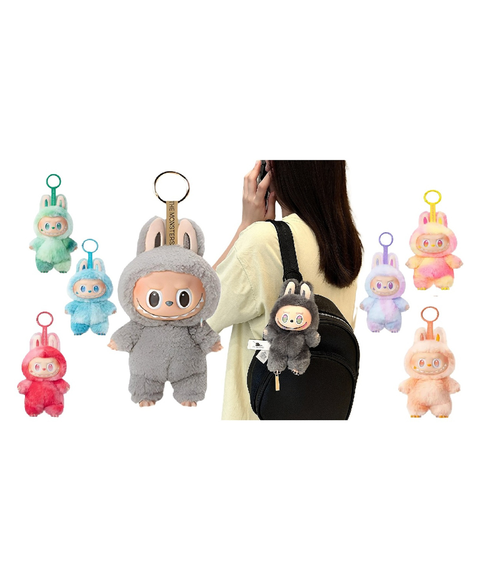 Sanjary Labubu Monsters Stand Labubu Plush Toy Doll Keychain Color design may vary-picture-41