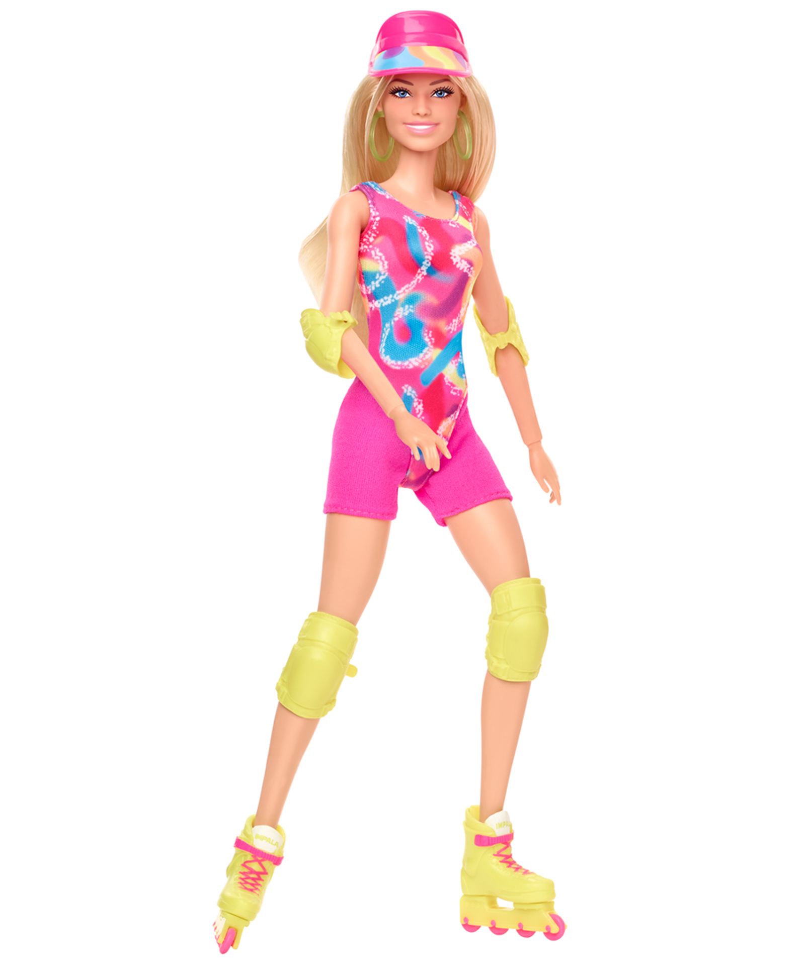 Barbie The Movie Doll Margot Robbie as Barbie Collectible Inline Skating Doll Wearing Leotard Biker Shorts and Inline Skates Pink - Height 29 cm-image-19