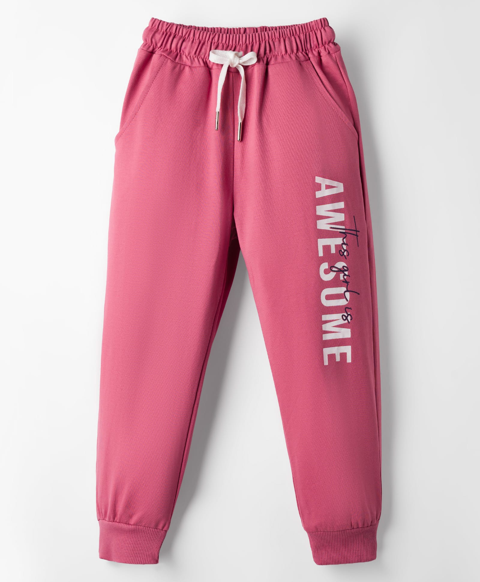 Smarty Girls Looper Knit Full Length Lounge Pant With Text Print - Pink-picture-23