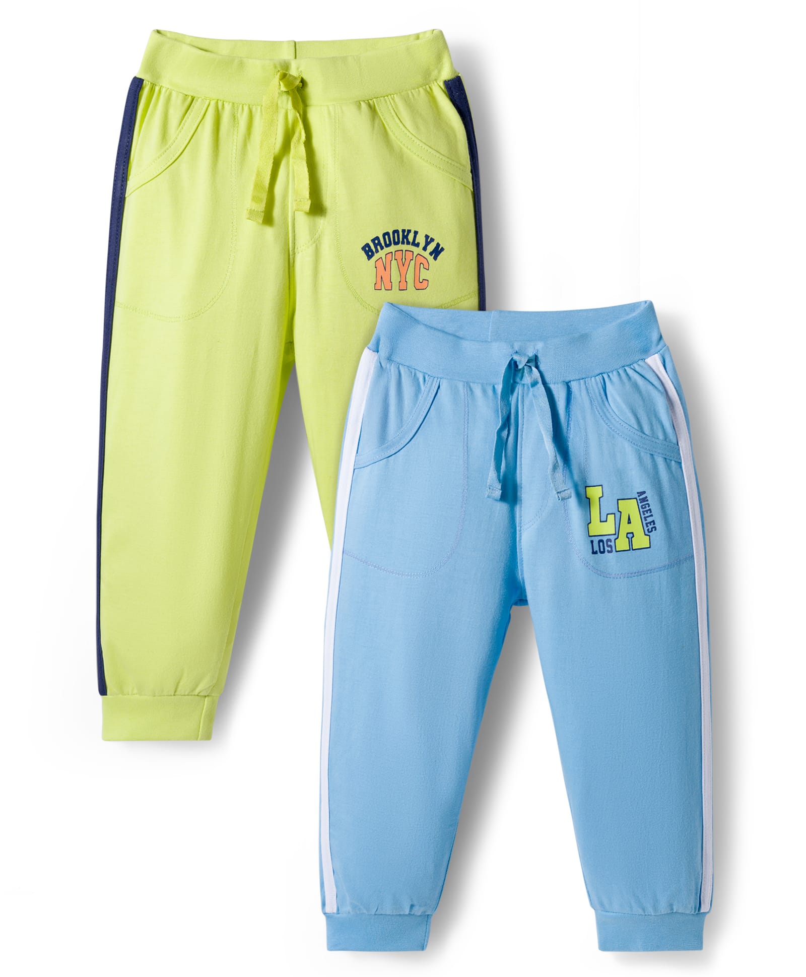 Doodle Poodle 100% Cotton Knit Full Length Lounge Pant with Typography Print - Light Green & Light Blue-picture-14