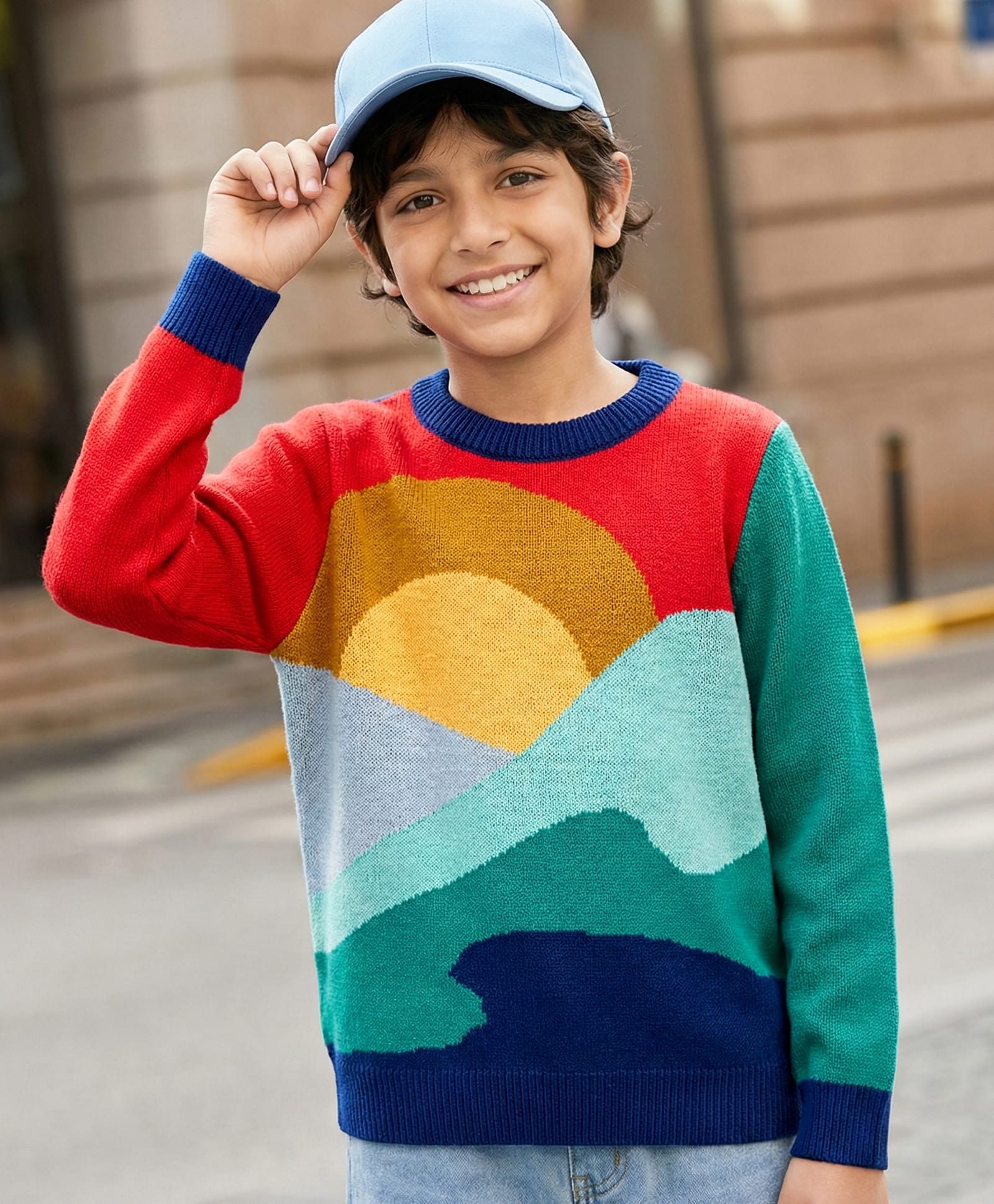 Pine Kids Knit Full Sleeves Pullover Sweater with Abstract Design - Multicolor-picture-10