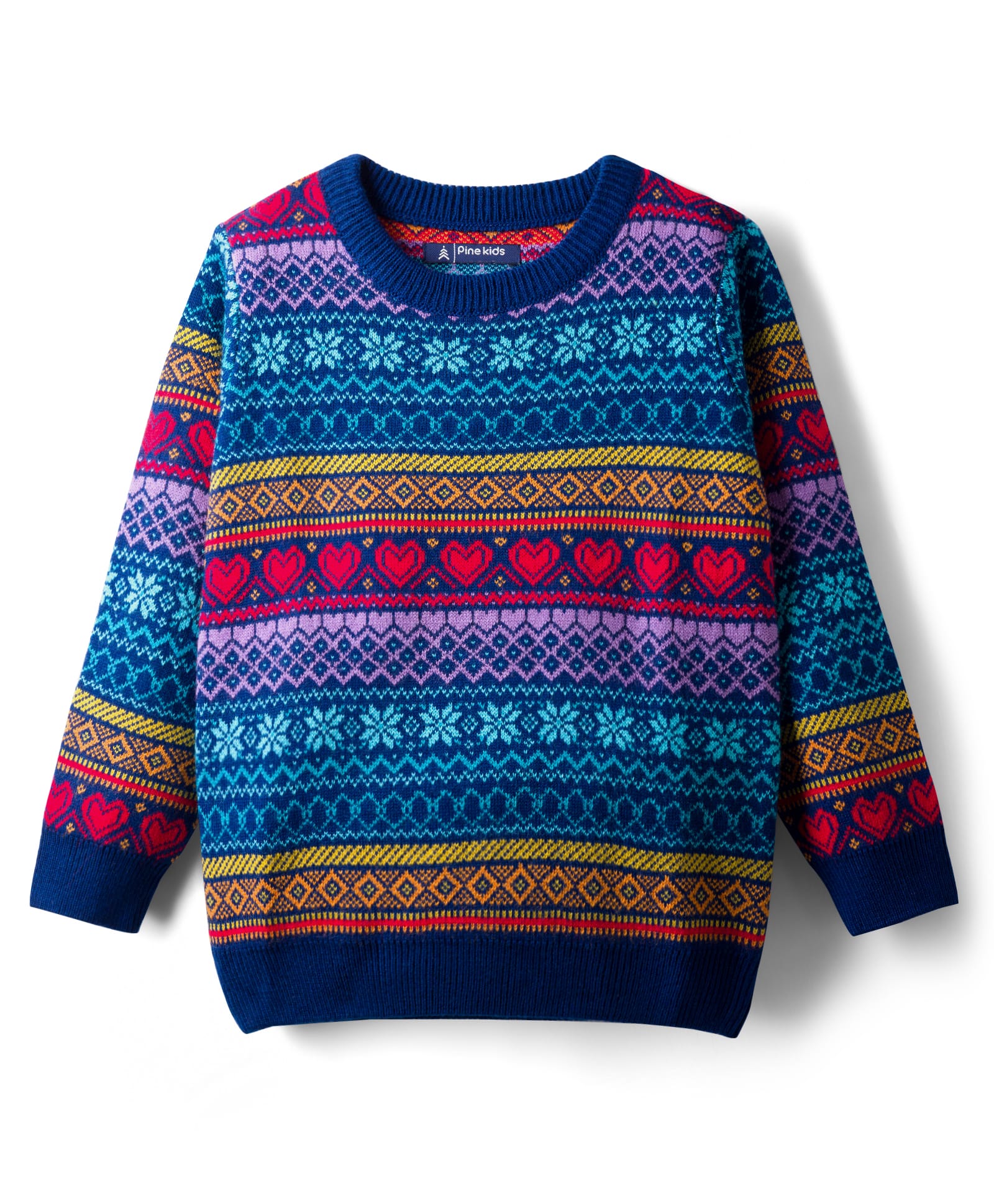 Pine Kids Knit Full Sleeves Pullover Sweater with Fair Isle Design - Blue-picture-25