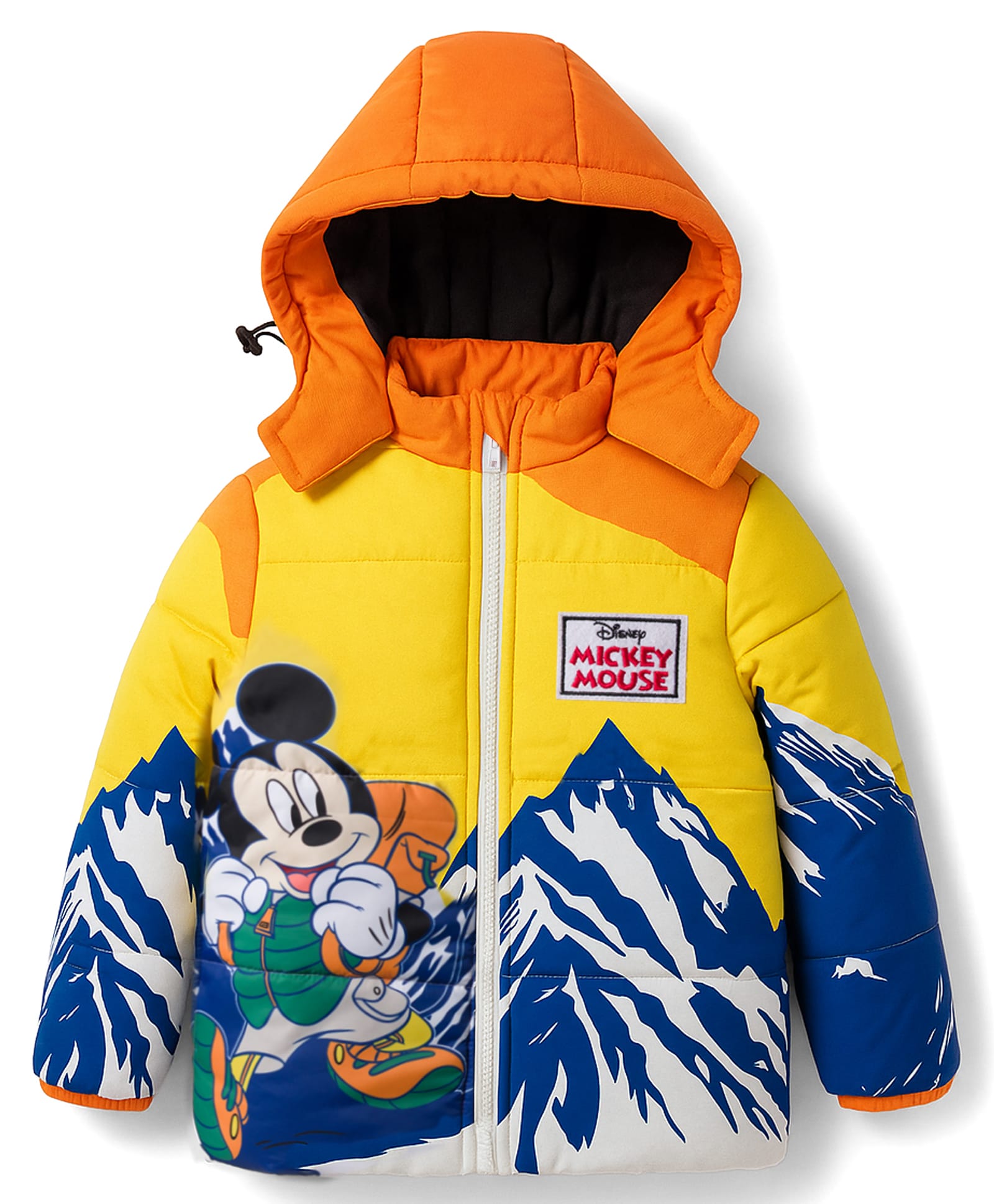 Babyhug Disney Woven Full Sleeves Hooded Winter Jacket With Mickey Mouse Graphics & Patch - Yellow-picture-11