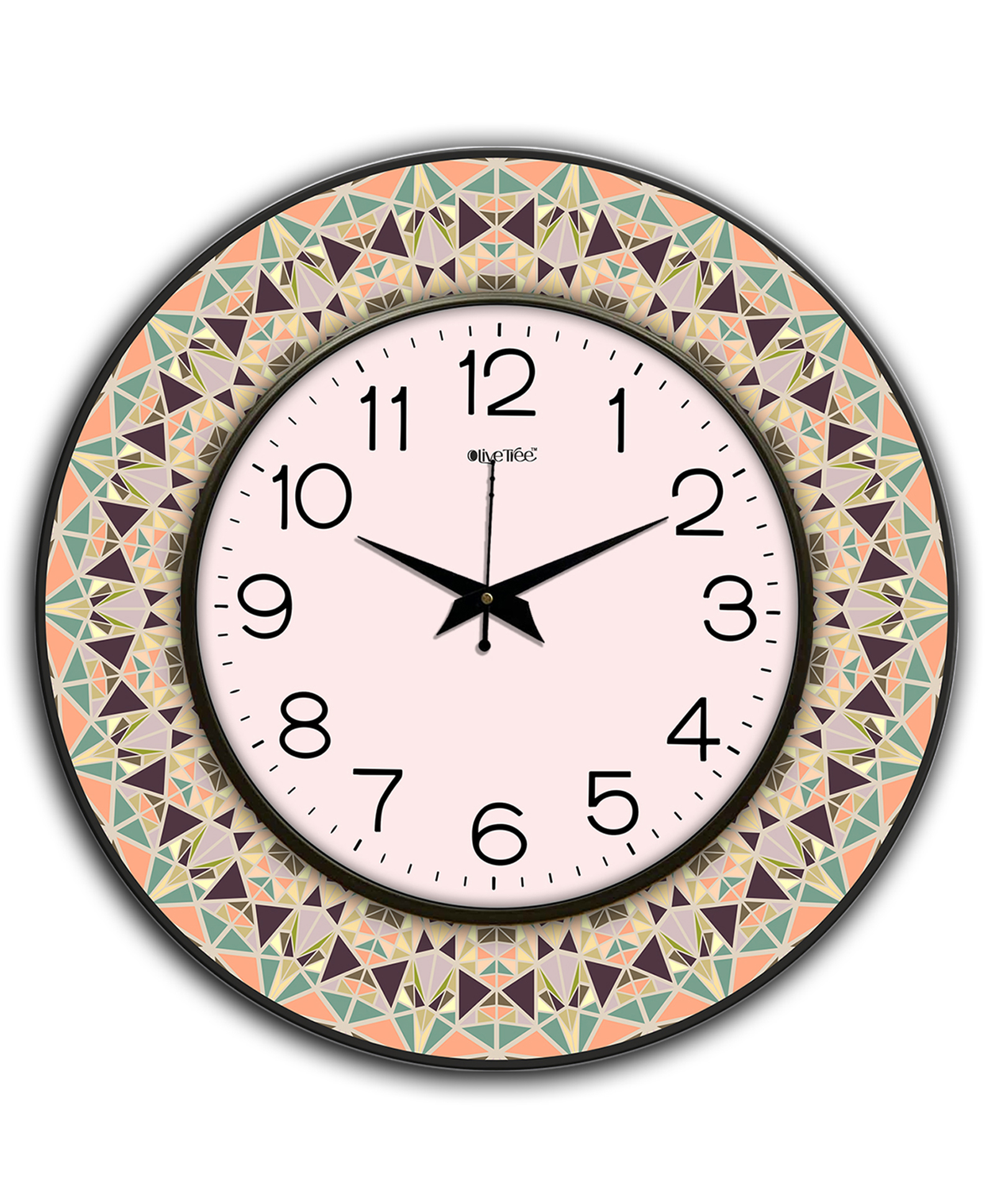 Olive Tree Wooden Designer Rangoli Wall Clock for Home | Wooden Round Wall Clock with Glass for Living Room Bedroom | Designer Wooden Stylish Clocks for Home walls
