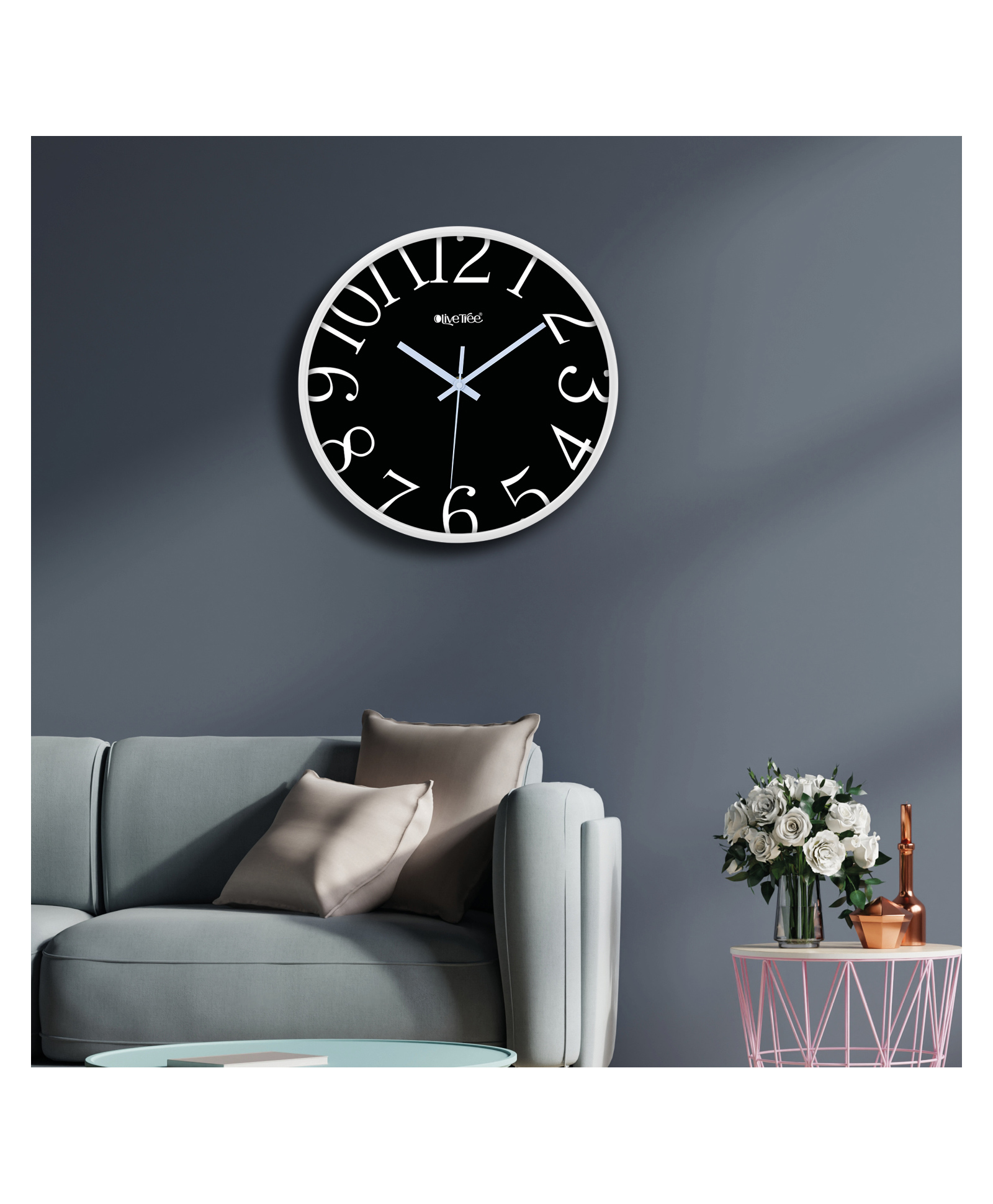 Olive Tree Wall Clock 12" Analog Decorative Latest Wall Clock Tic-Toc Movement Classic Clock Battery Operated Round Easy to Read for Room/Home/Kitchen/Bedroom/Office/School-image-13