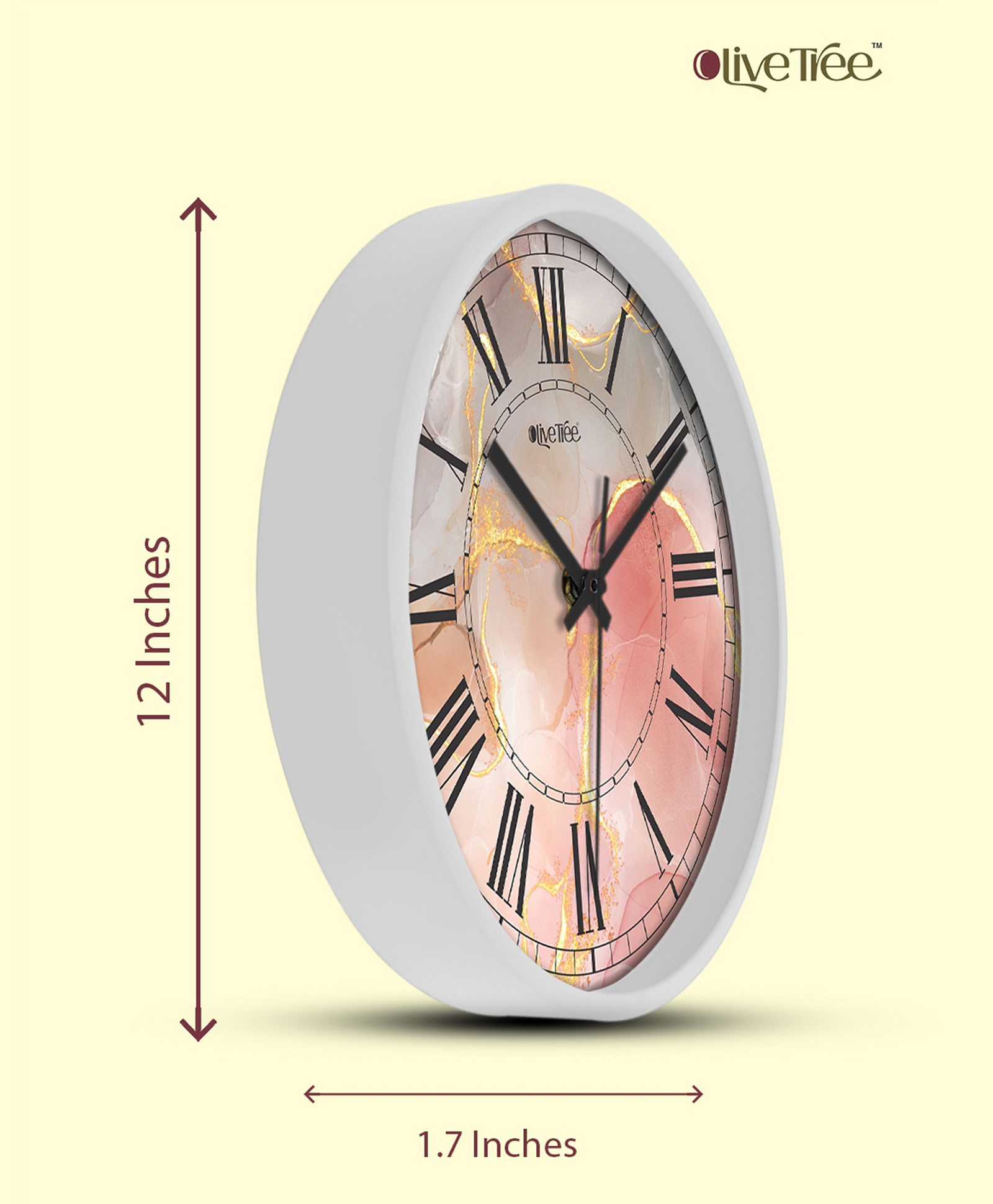 Olive Tree Wall Clock 12" Analog Decorative Latest Wall Clock Tic-Toc Movement Classic Clock Battery Operated Round Easy to Read for Room/Home/Kitchen/Bedroom/Office/School-image-35