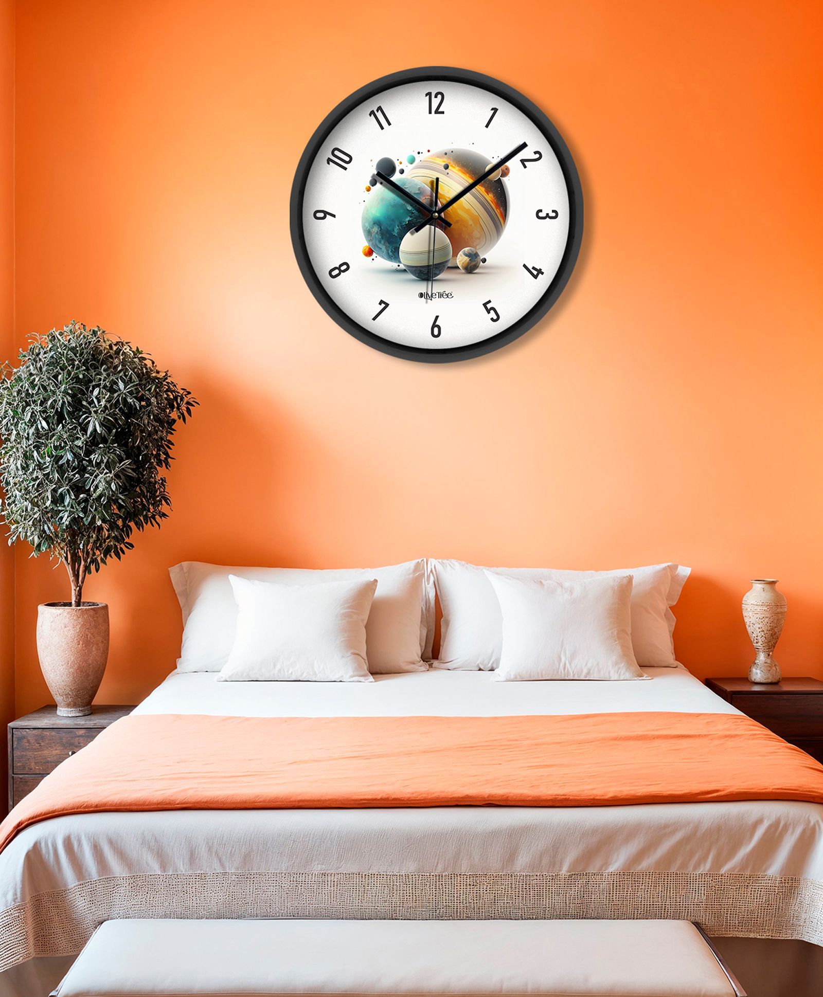 Olive Tree Wall Clock 12" Analog Decorative Latest Wall Clock Tic-Toc Movement Classic Clock Battery Operated Round Easy to Read for Room/Home/Kitchen/Bedroom/Office/School-image-11