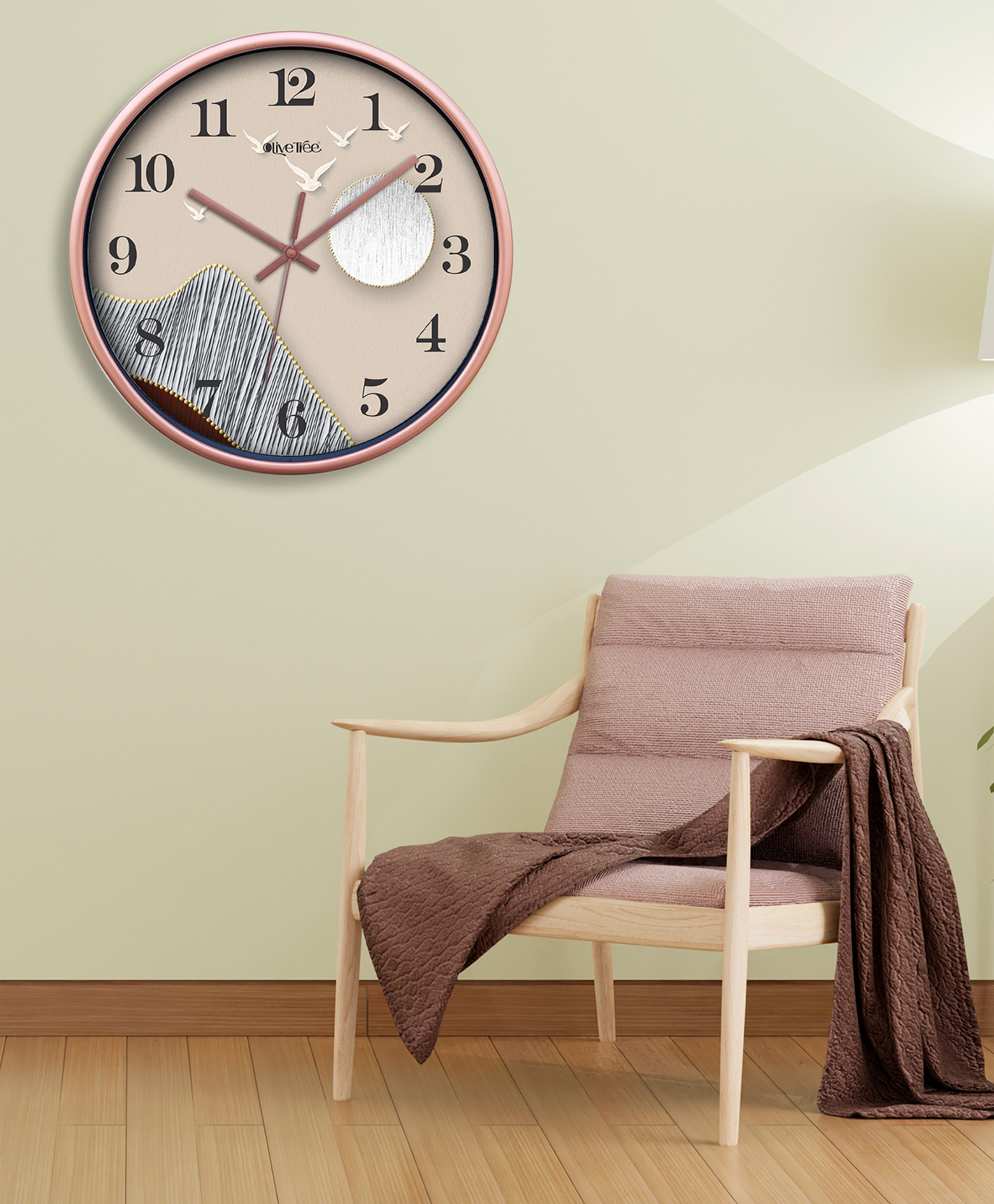 Olive Tree Wall Clock 12" Analog Decorative Latest Wall Clock Tic-Toc Movement Classic Clock Battery Operated Round Easy to Read for Room/Home/Kitchen/Bedroom/Office/School-image-44