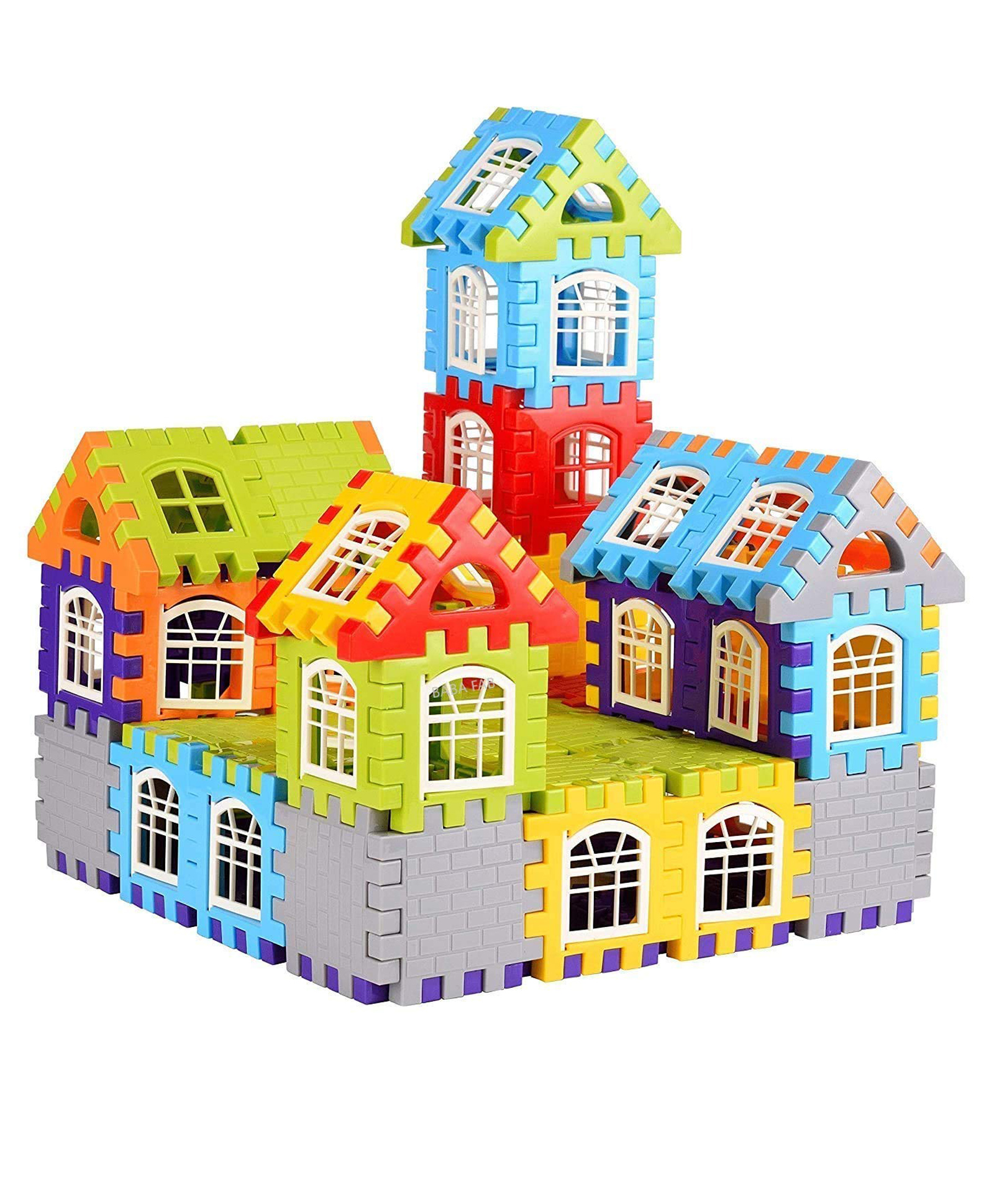 ADKD My House Building Blocks Puzzle Set with 72 Pieces Block & 20 Small White Window- Multicolour-image-41