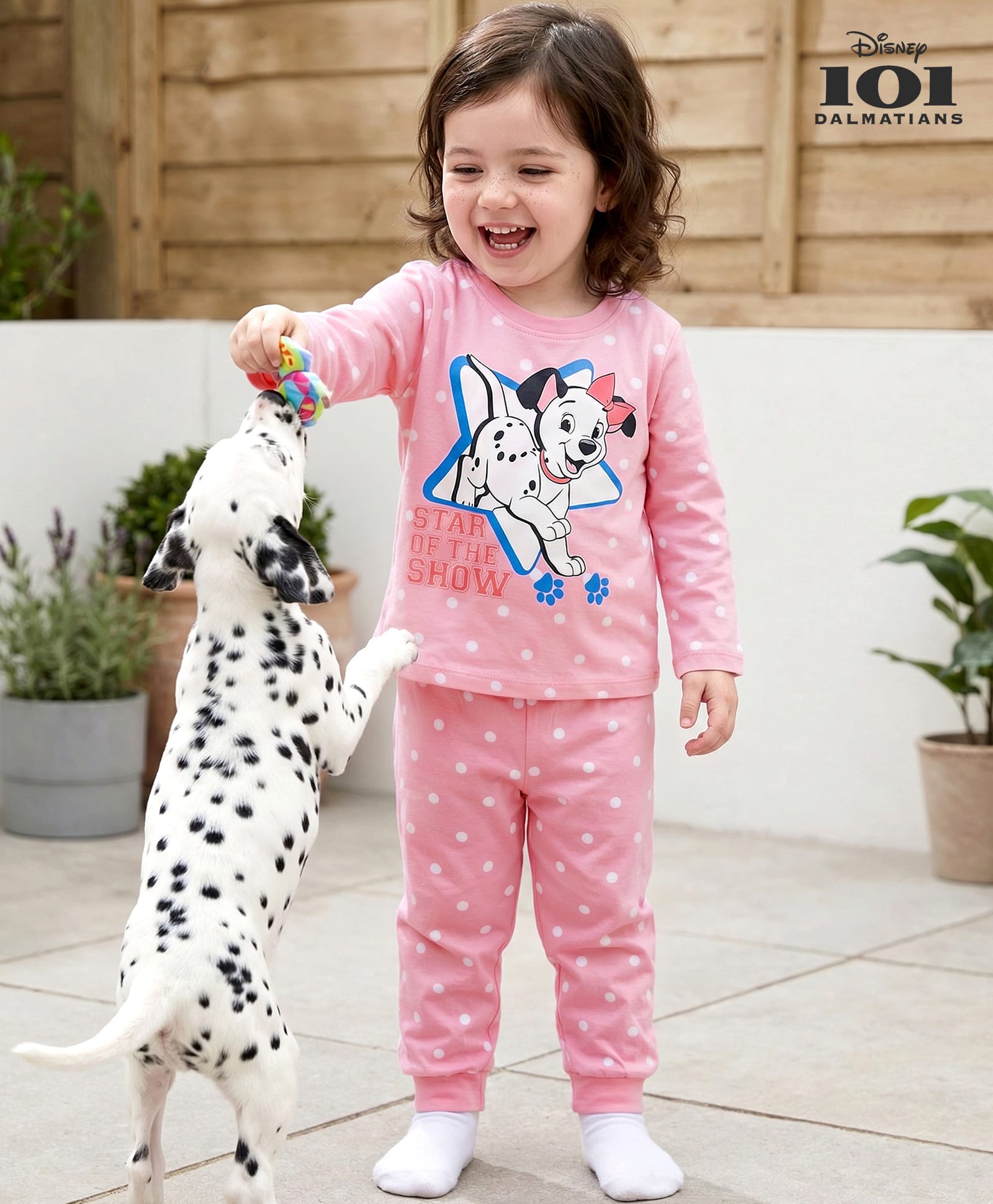 Babyhug Disney 100% Cotton Full Sleeves Round Neck Night Suit With 101 Dalmatians Graphics - Pink-picture-33
