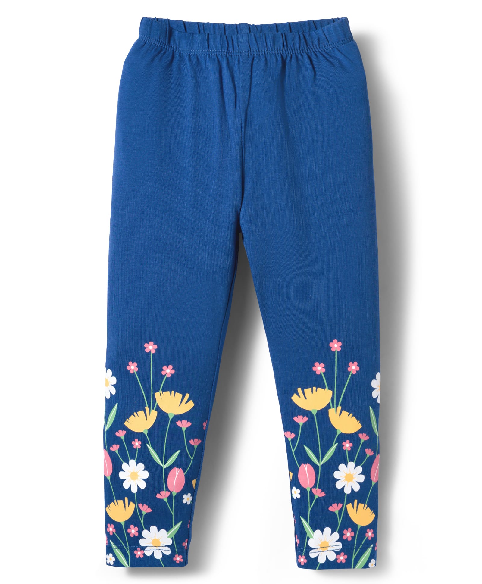 Babyhug Cotton Lycra Knit Full Length Legging with Floral Print - Navy Blue-picture-25