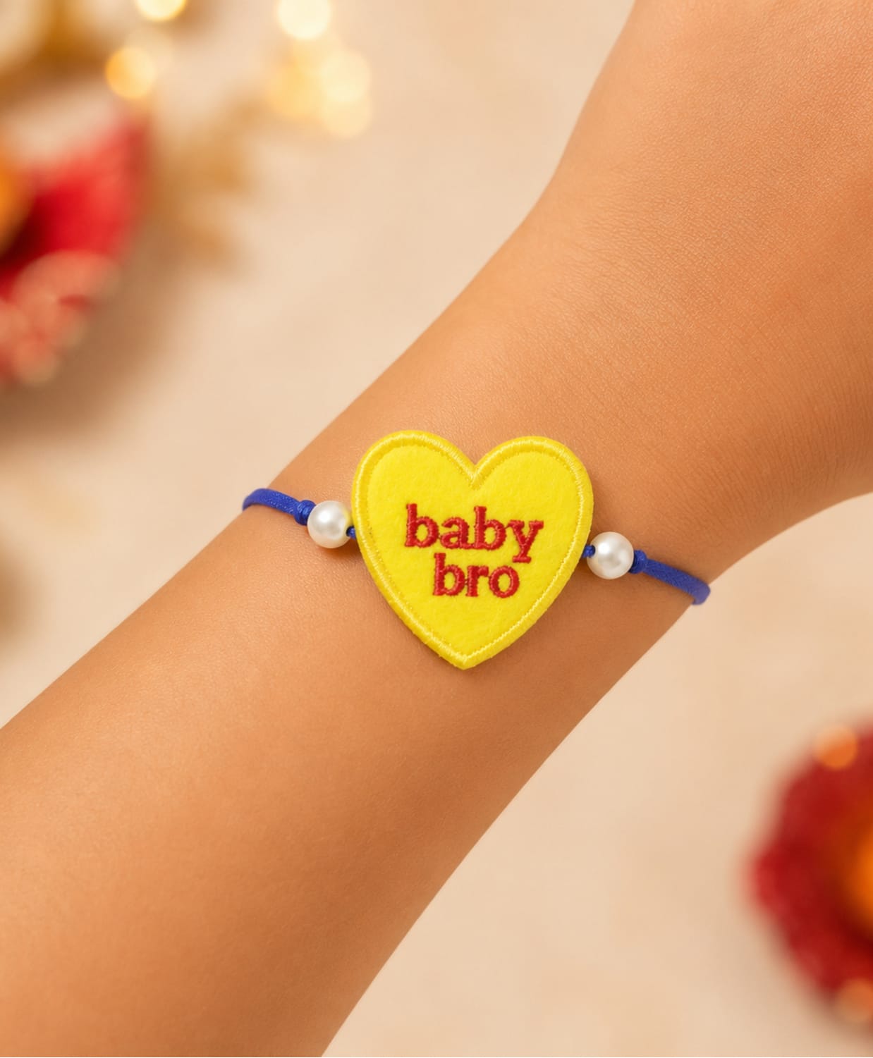 The Magic Wand Trendy Little Baby Bro Rakhi With Pearl For Kids - Yellow-picture-12