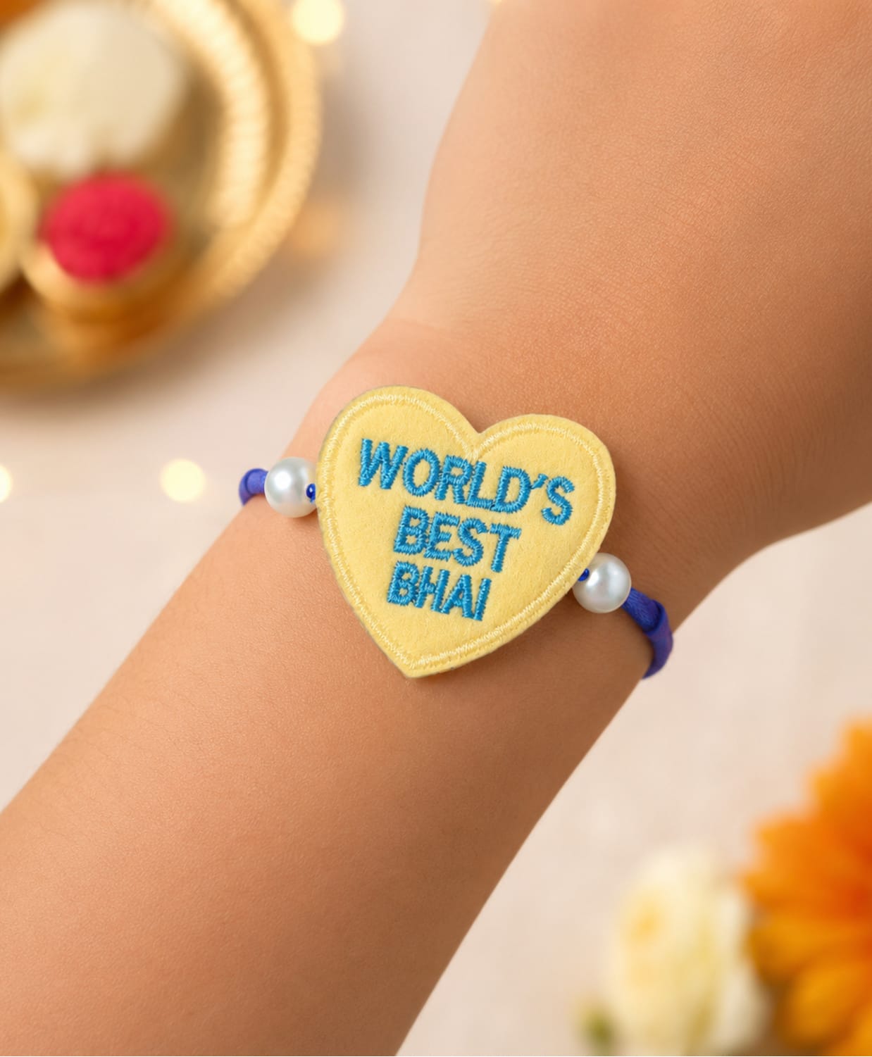 The Magic Wand Trendy Little Baby Sis Rakhi With Pearl For Kids - Yellow-picture-12