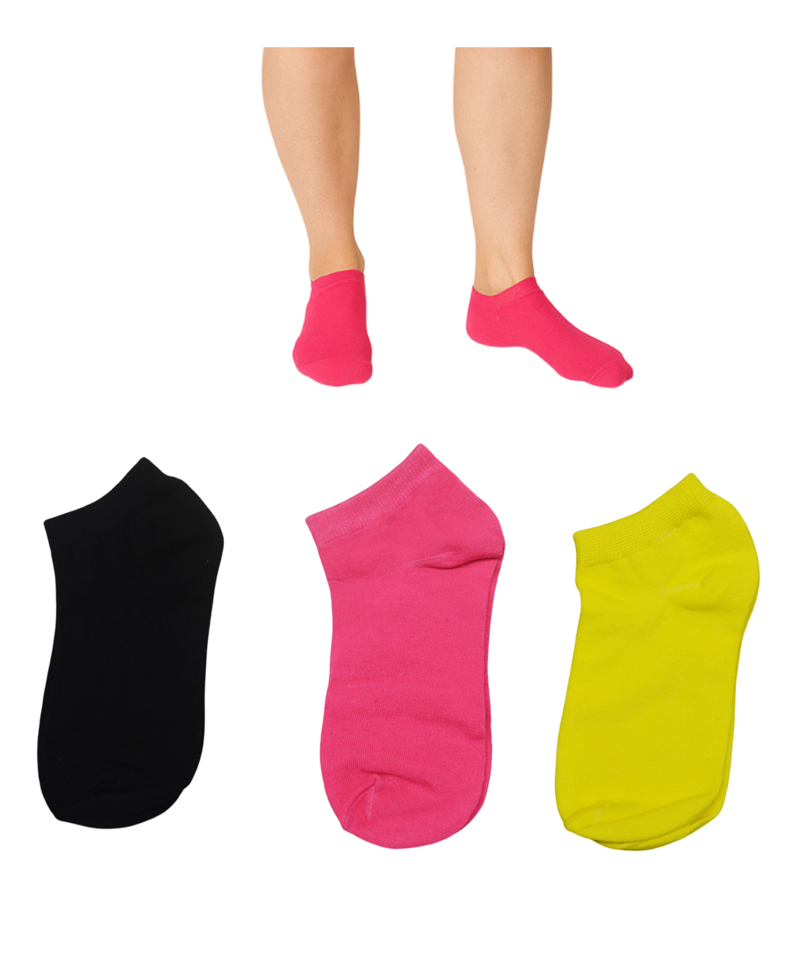 MOMISY Cotton Blend Pack of 3 Solid Socks - Multi Colour-image-44