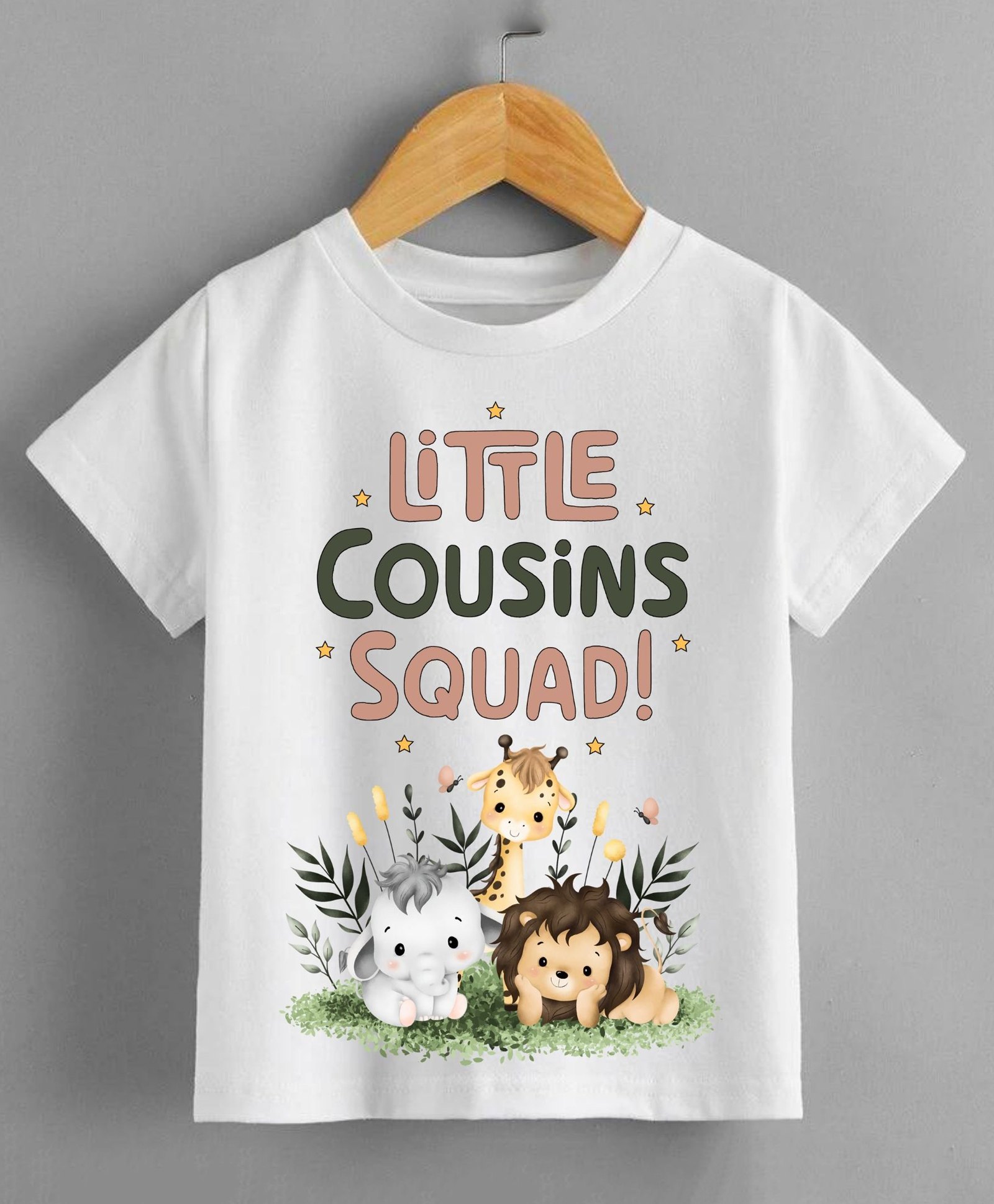 KNITROOT Cotton Knit Raksha Bandhan Theme Half Sleeves Little Cousins Squad Text Printed Tee - White-image-12