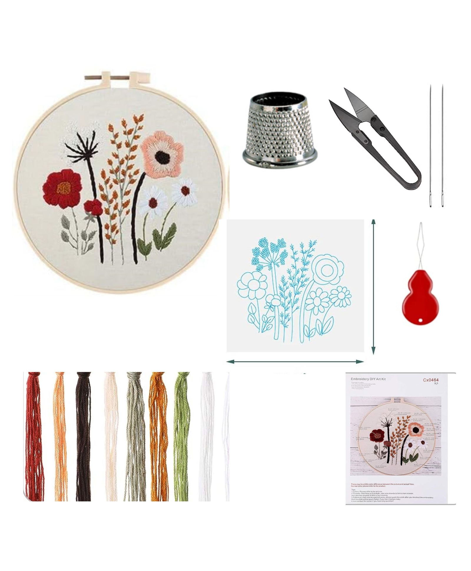 iKalaa Complete Embroidery Kit White - Beginner's Delight (Design 1) Sewing Kit-image-12