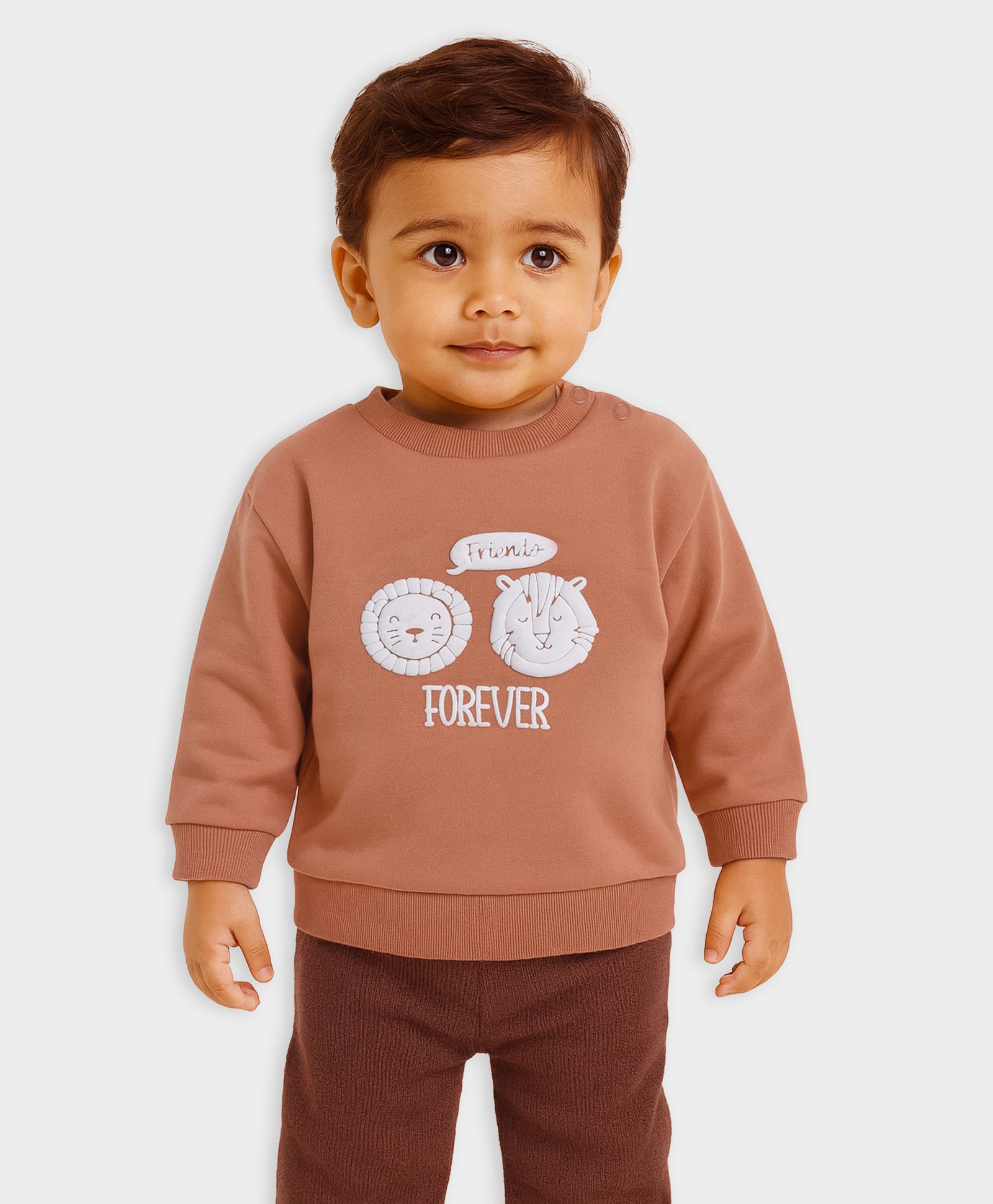 Mi Arcus Knit Full Sleeves Baby Animals Puff Printed Sweatshirt - Rust Orange-image-26