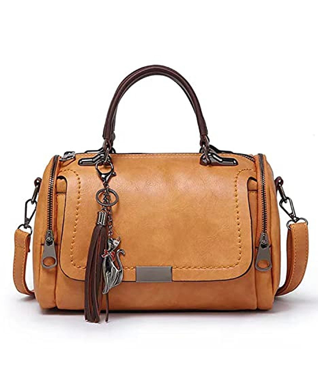 Babies Bloom Vintage Boston Fashion Tassel Zipper Crossbody Satchel Bag for Working Women and Girls | Retro PU Leather Woman Bag for Ladies - Women Handbags (Brown)-image-19