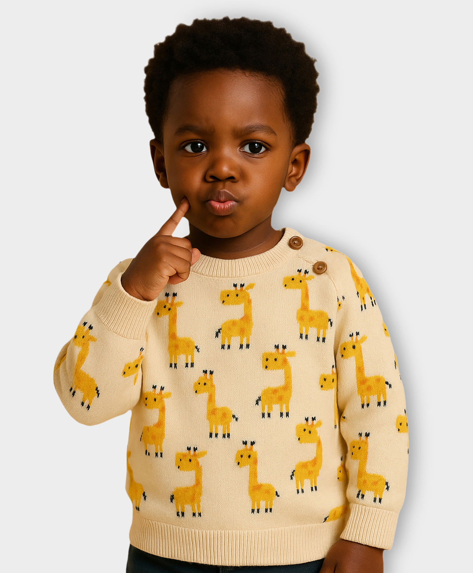 Mi Arcus 100% Cotton Knit Full Sleeves Giraffe Designed Sweater - Cream-picture-26