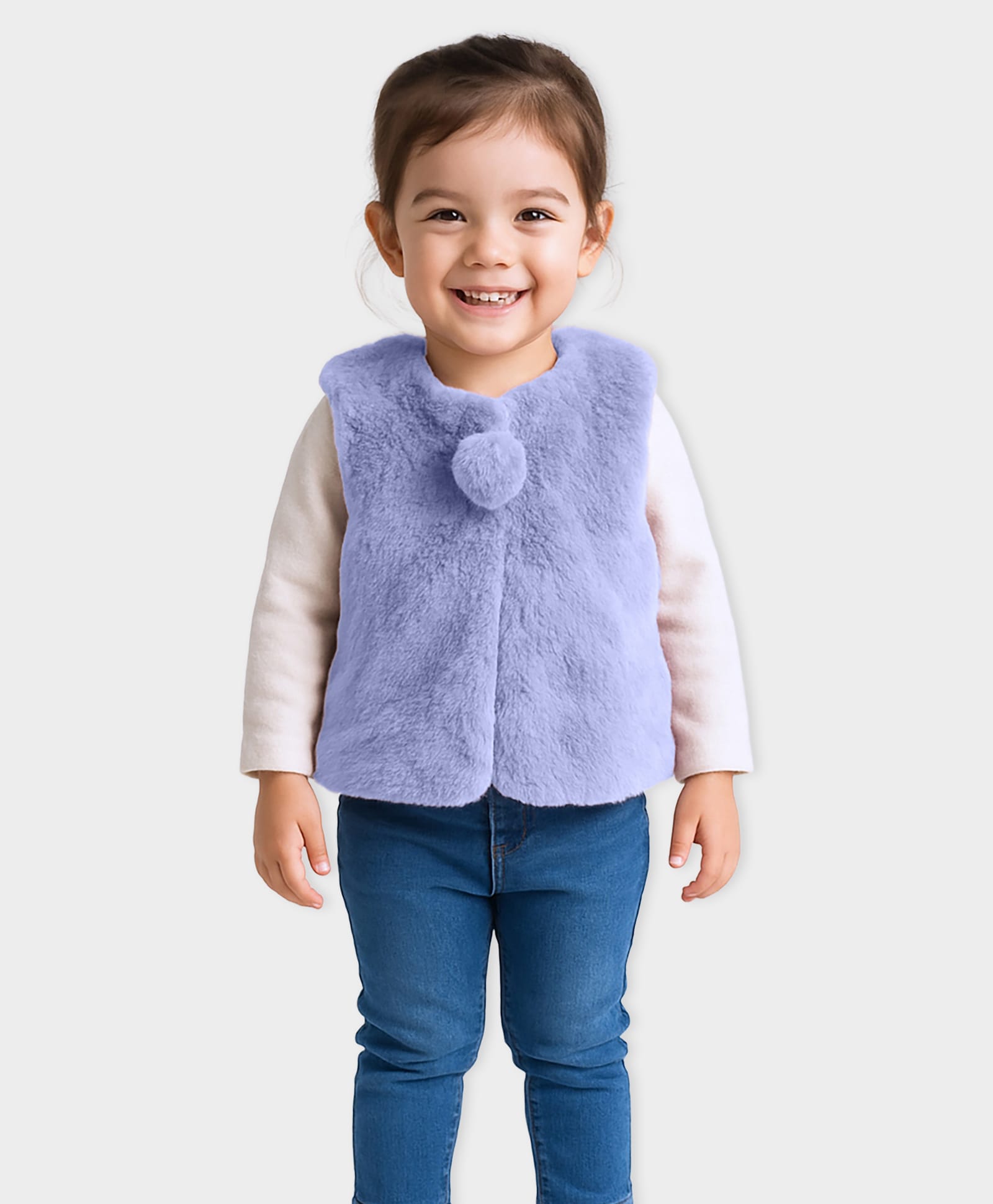 Mi Arcus Knit Sleeveless Pom Pom & Fur Detailed Shrug - Lavender-picture-27