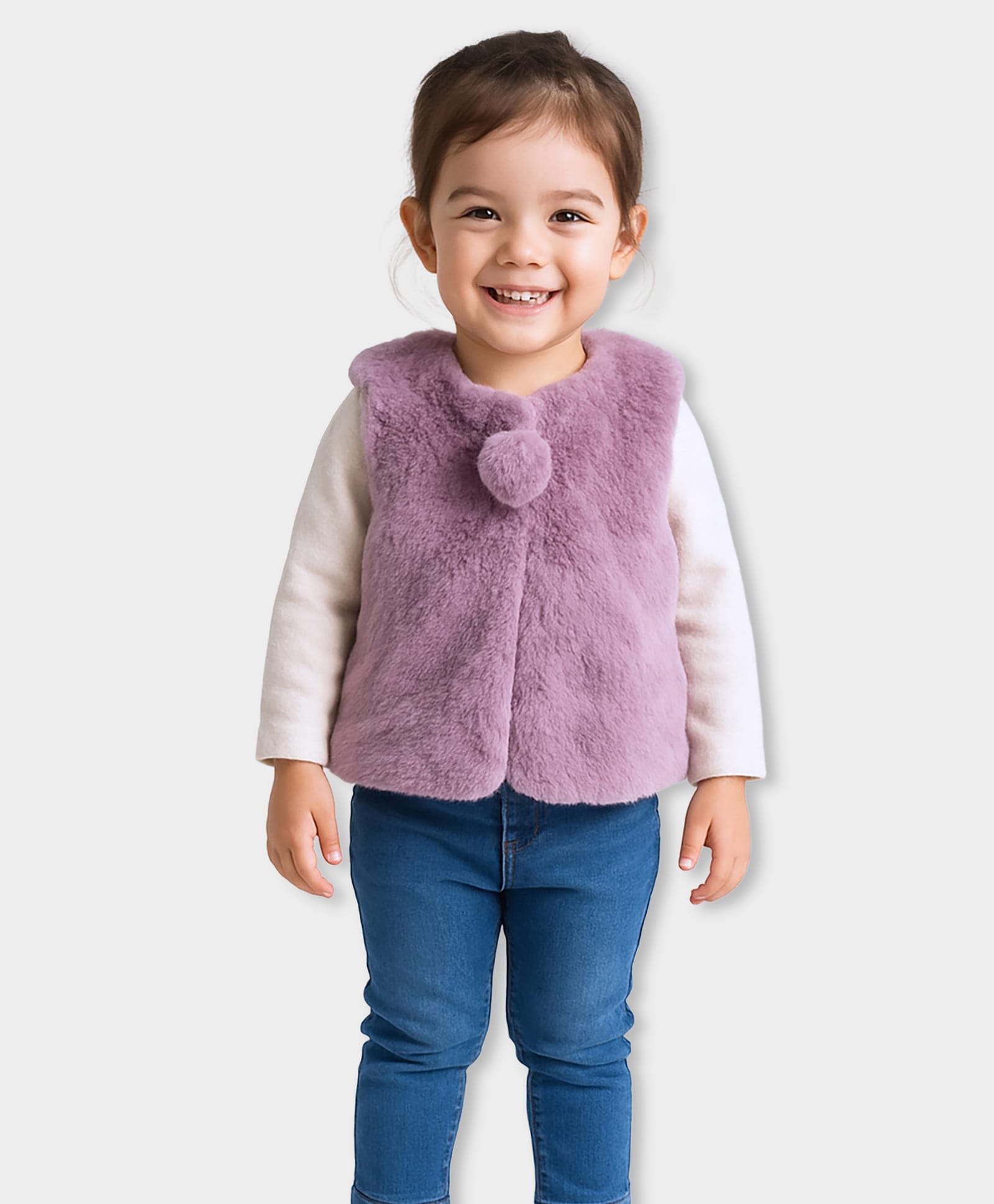 Mi Arcus Knit Sleeveless Pom Pom & Fur Detailed Shrug - Pink-picture-25
