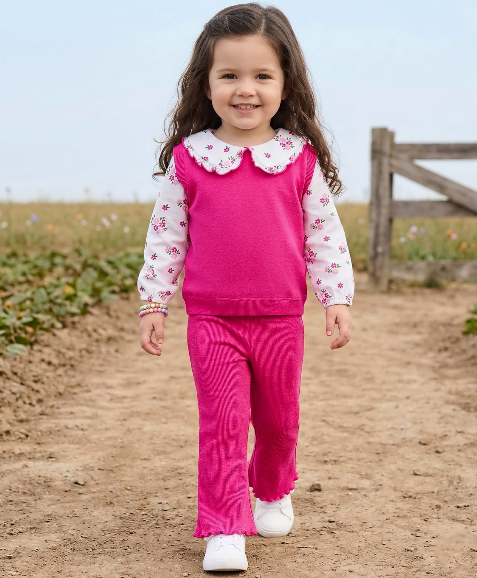 Babyhug Single Jersey Knit Full Sleeves Top & Pant Set With Floral Print - Pink-picture-24