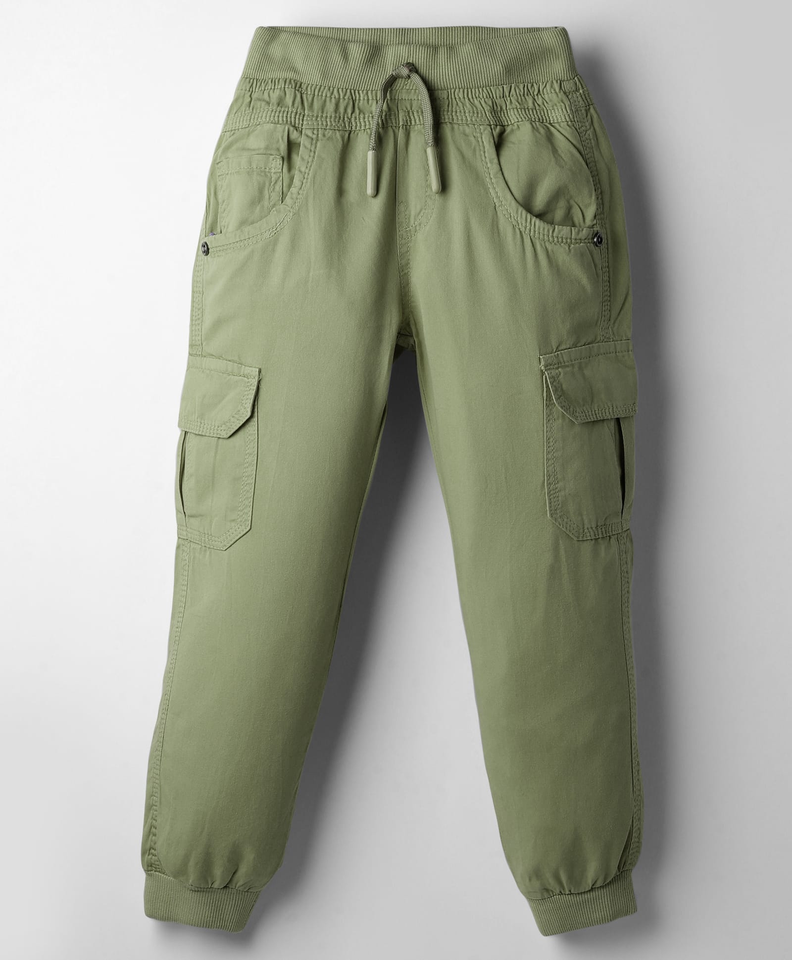 Olio Kids Cotton Woven Full Length Trouser with Cargo Pockets - Olive Green-image-14