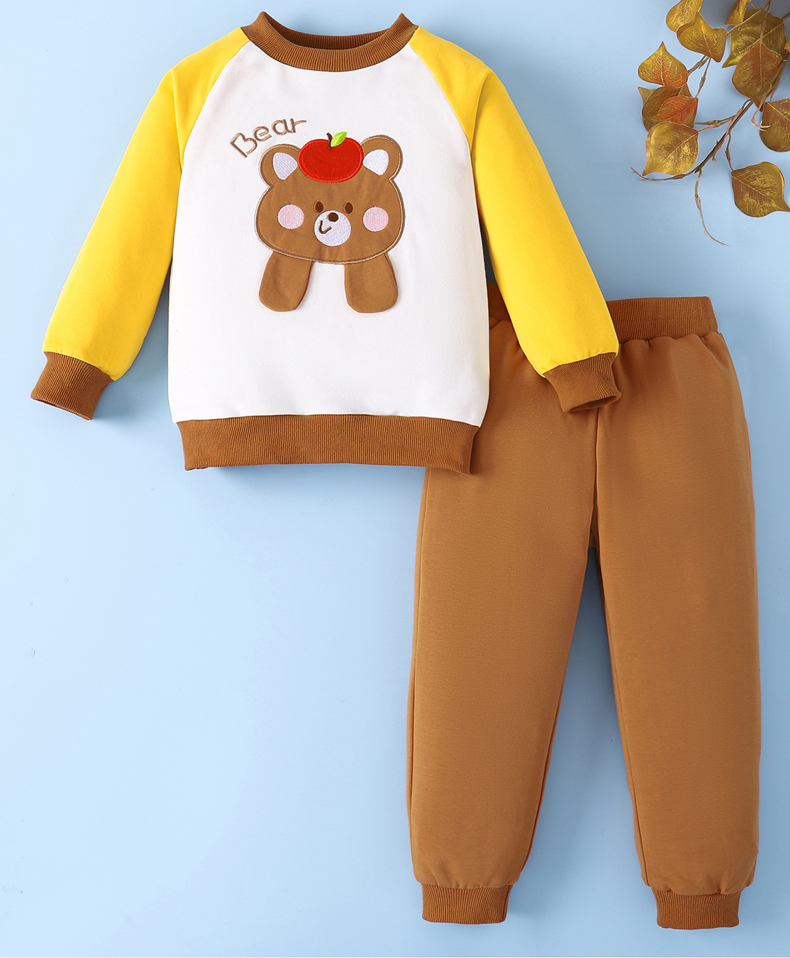 Mark & Mia Cotton Full Raglan Sleeves Winter Wear Suits with Teddy Print - White & Brown-picture-23