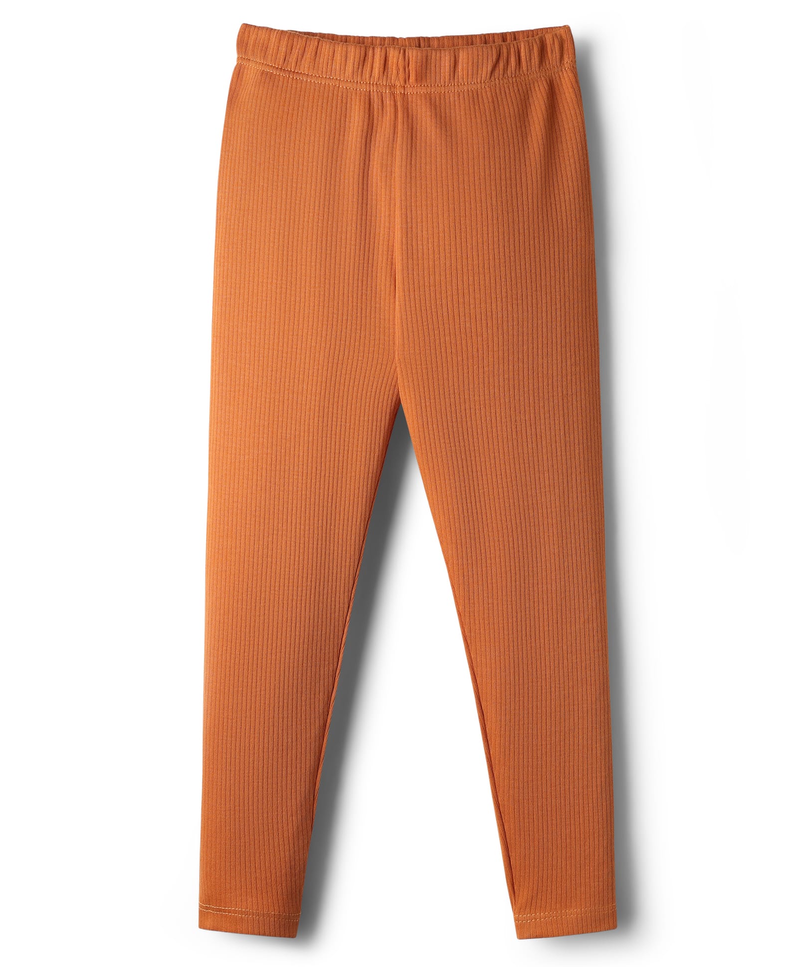 Babyhug Cotton Lycra Knit Full Length Solid Color Leggings With Stretch - Light Brown-image-43