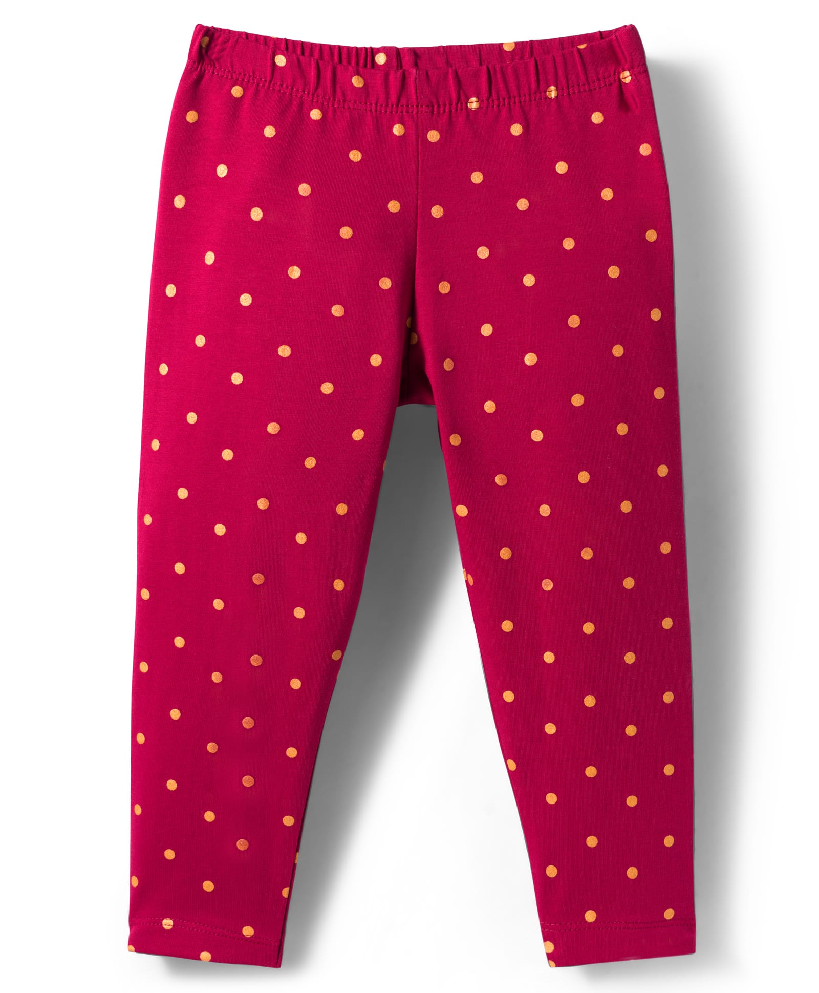 Babyhug Cotton Lycra Knit Full Length Leggings With Stretch & Polka Dots Print - Dark Pink-image-48