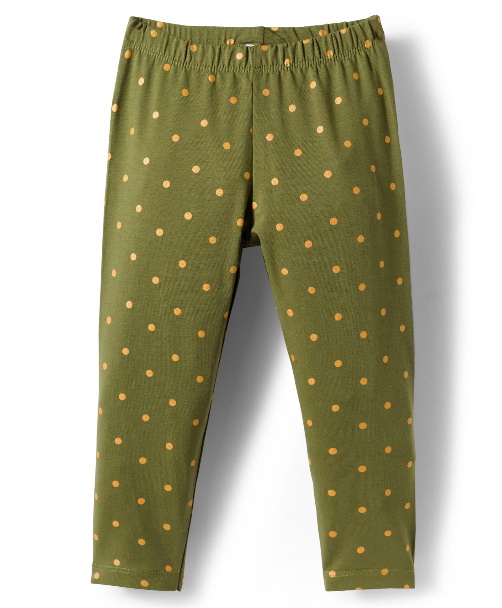 Babyhug Cotton Lycra Knit Full Length Leggings With Stretch & Polka Dots Print - Green-picture-16