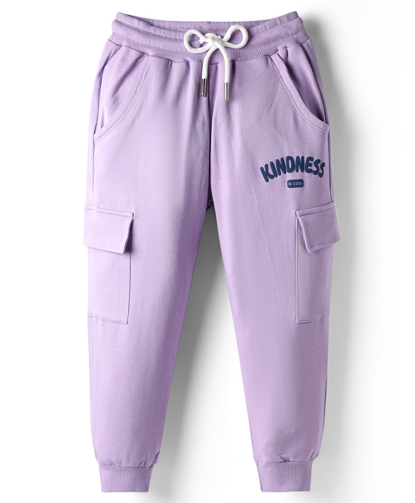 Smarty Girls Looper Knit Full Length Pajama With Text Print & Cargo Pockets - Mauve-picture-16