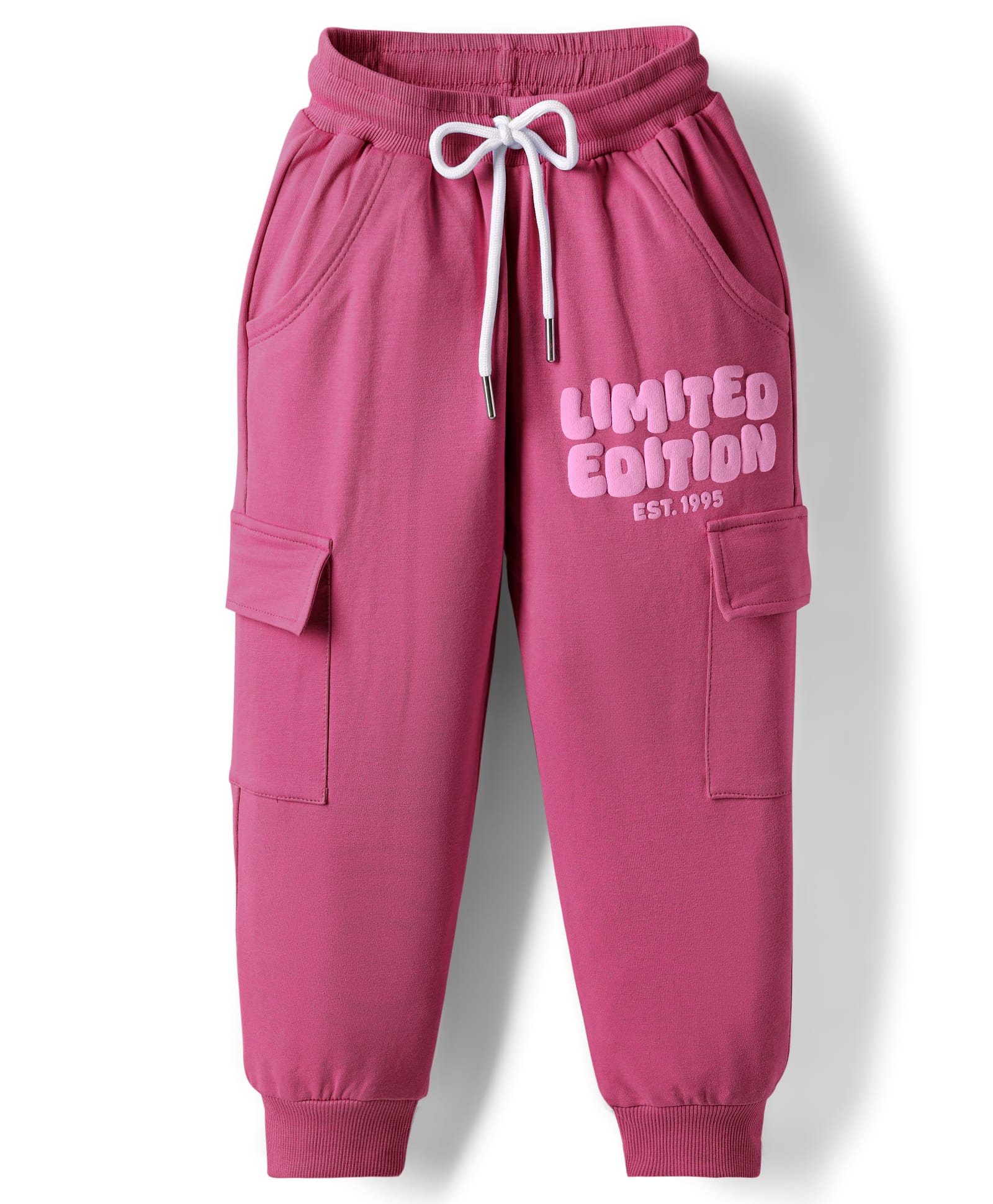 Smarty Girls Looper Knit Full Length Pajama With Miami Print & Cargo Pockets - Dark Pink-picture-28