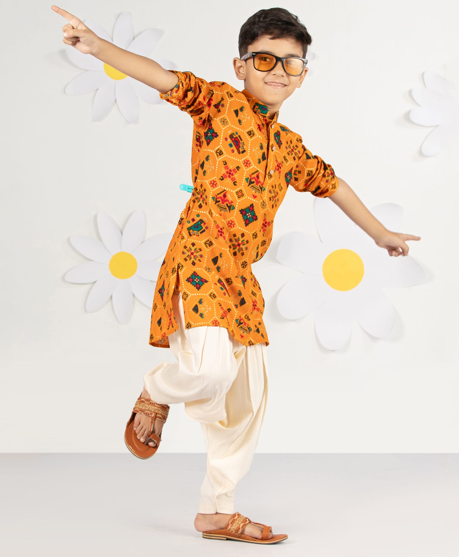 Vastramay Rayon Woven Full Sleeves Ethnic Printed Kurta Patiala Set - Mustard-picture-25