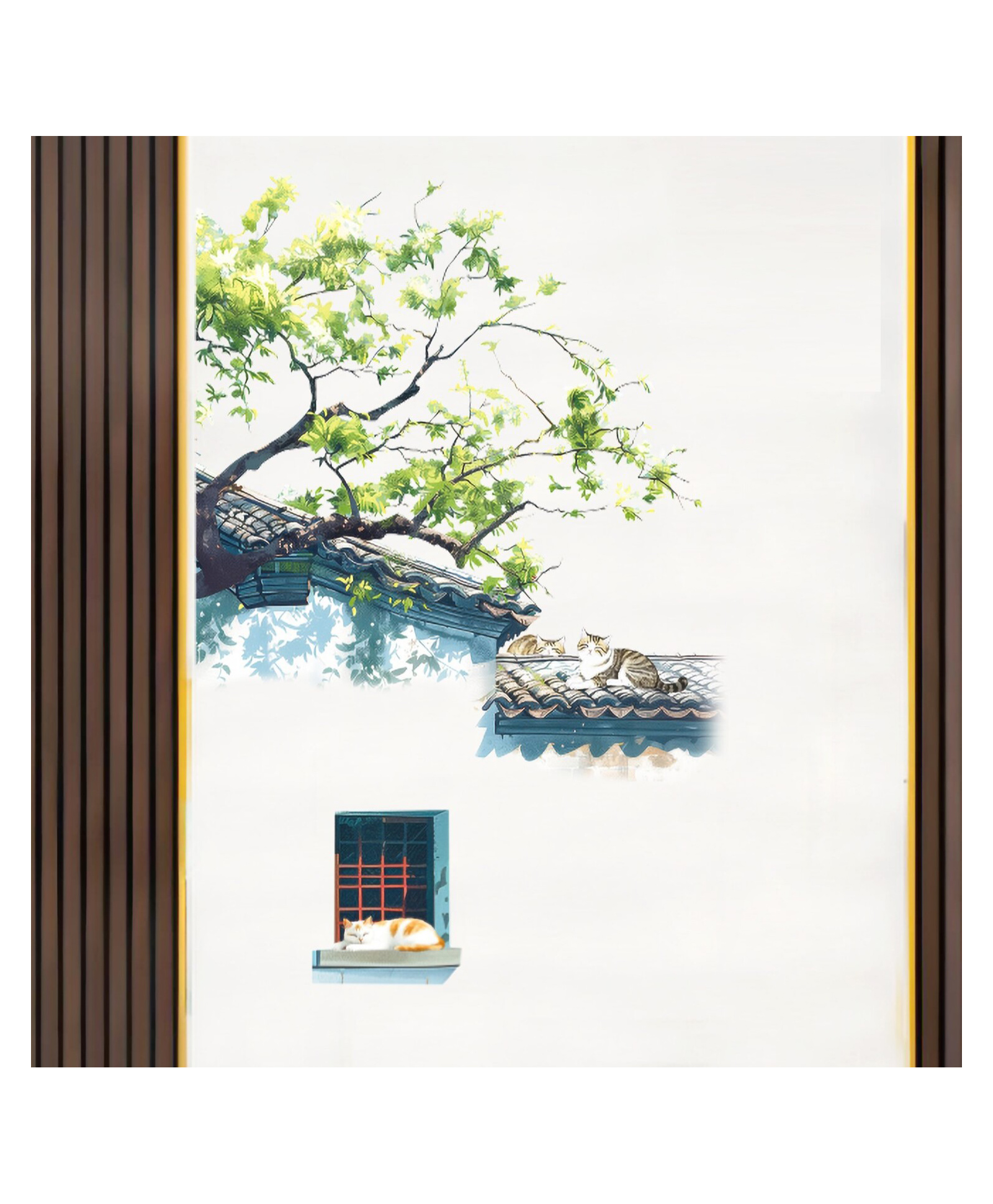 JAAMSO ROYALS Landscape Eaves House Decoration PVC Self Adhesive Wall Sticker for Home Decor-image-2