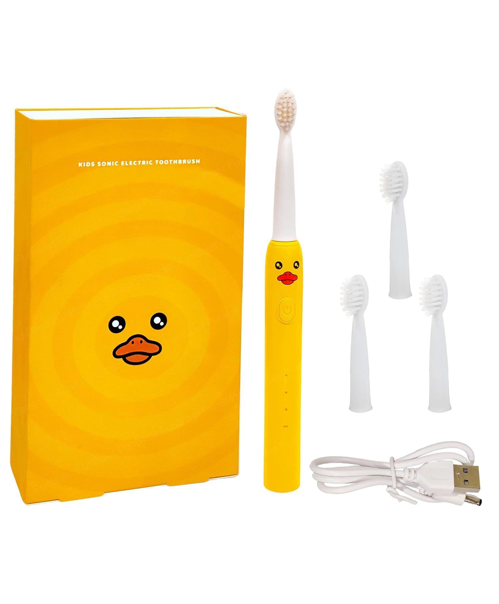 FunBlast Duck Themed Electric Toothbrush with 3 Replacement Brush Heads & Charger-image-10