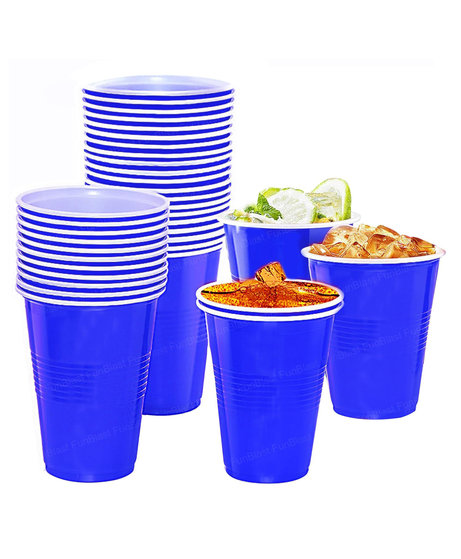 FunBlast Reusable Party Glasses for Drinking 50 Pcs Blue