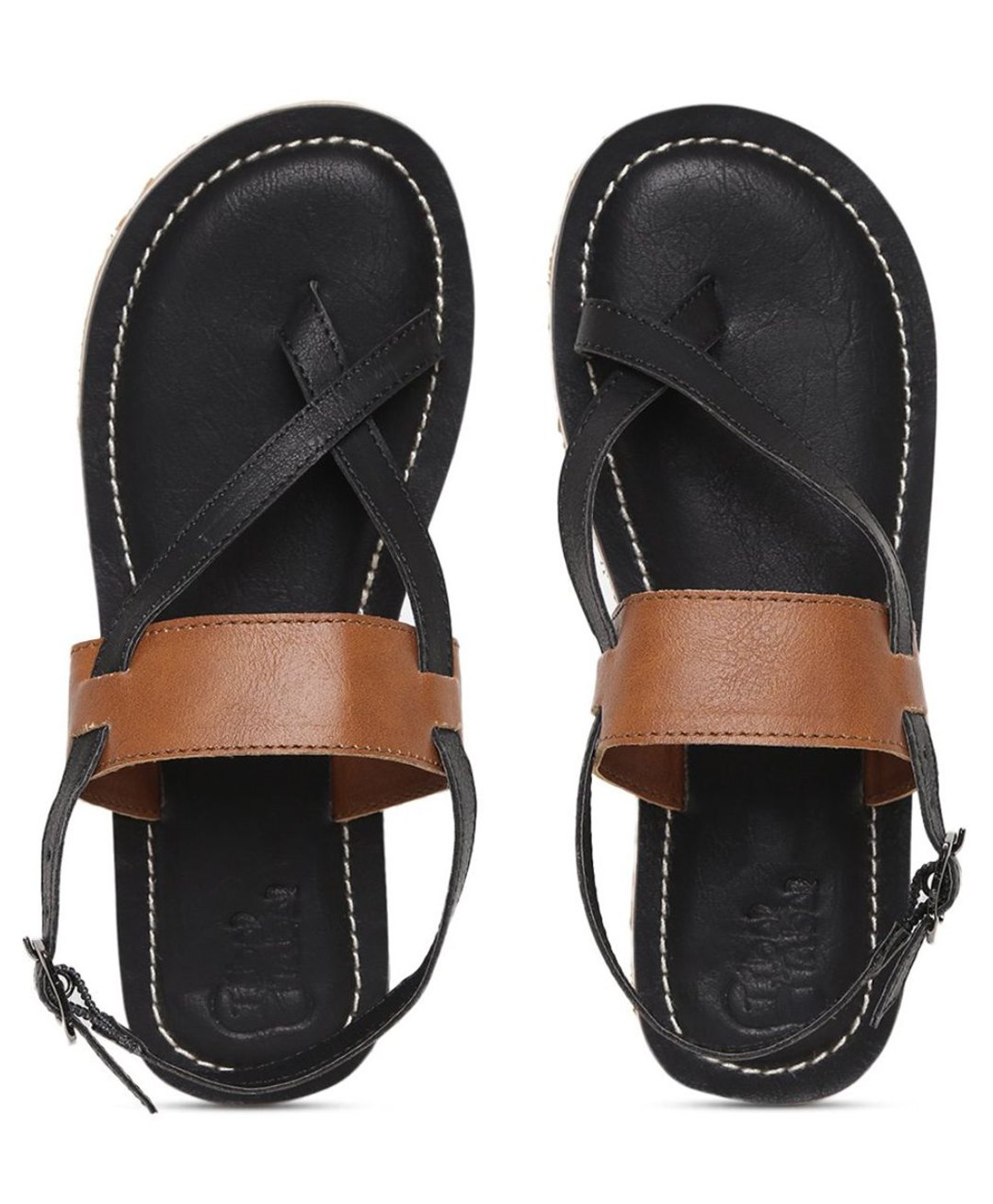 Tiber Taber Solid Colour Blocked Buckle Clip Closure Sandals - Black-image-17
