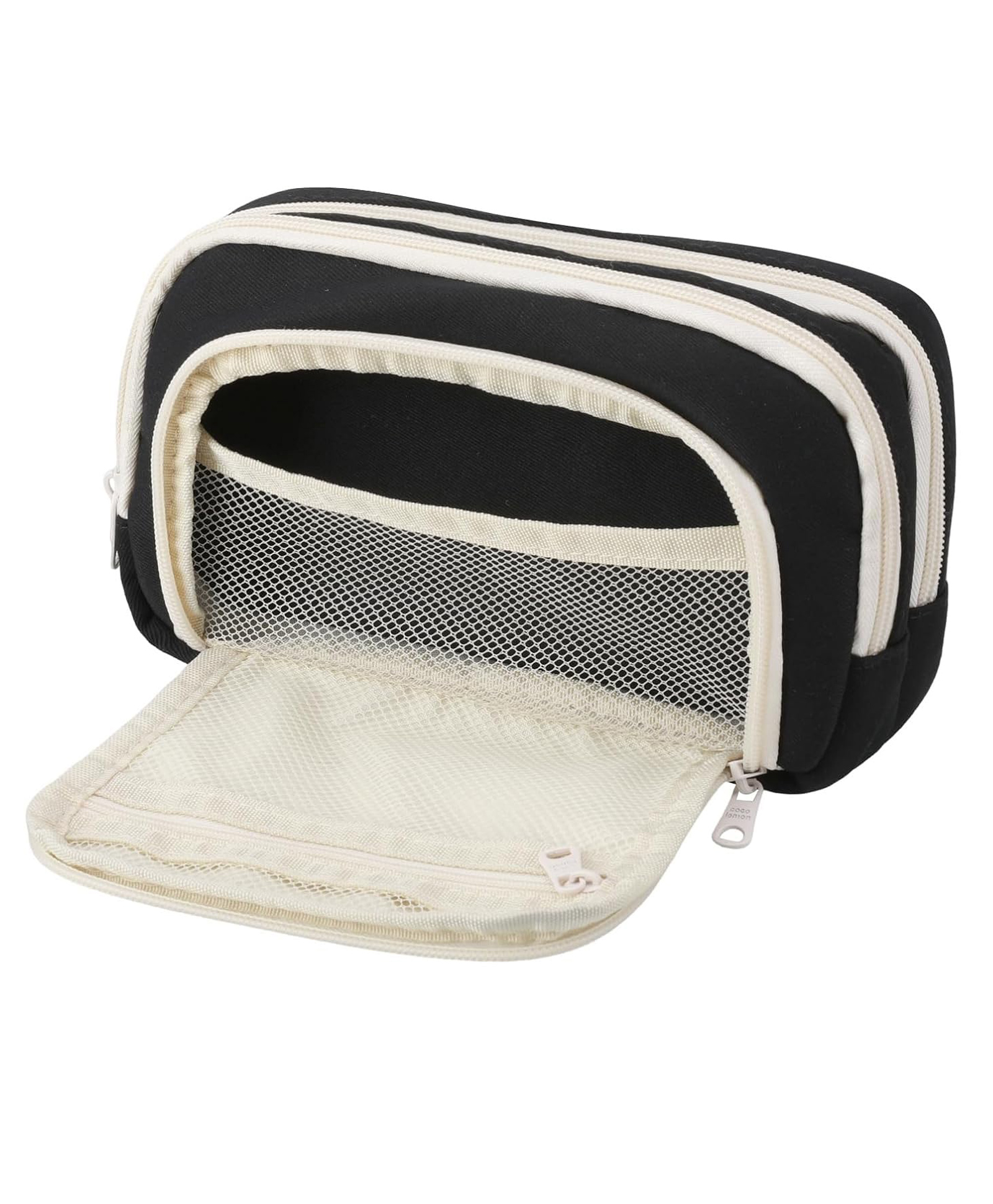 FunBlast Large Capacity Double Zipper Pouch Pack of 1 - Black-image-37