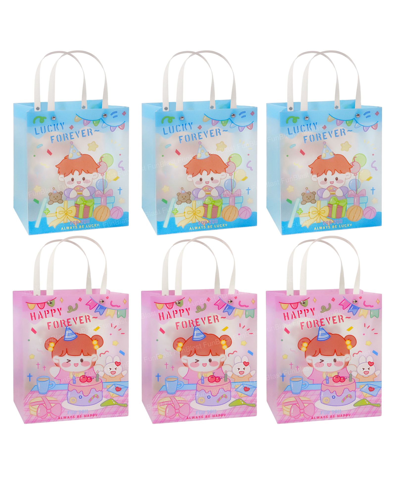 FunBlast Cartoon Print Paper Hand Carry Bags for Gifting Pack of 6 (Multicolor)-picture-48