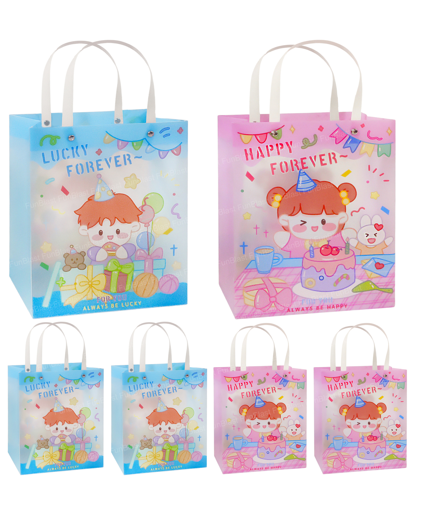 FunBlast Cartoon Print Big Paper Hand Carry Bags for Gifting Pack of 6 (Multicolor)-picture-13