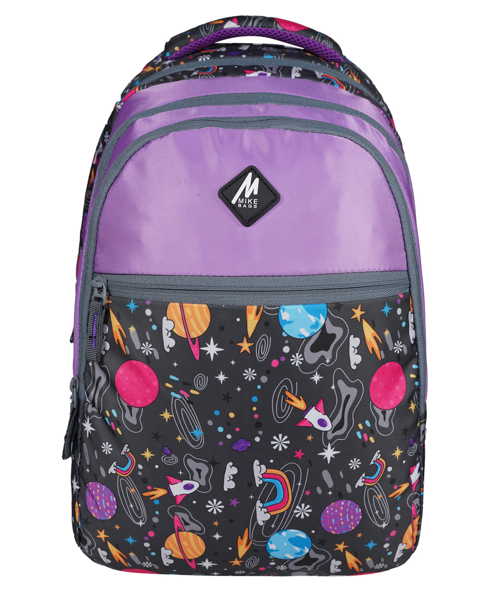 MIKE BAGS Coco Backpack Purple & Grey - Height 18 Inches-image-4