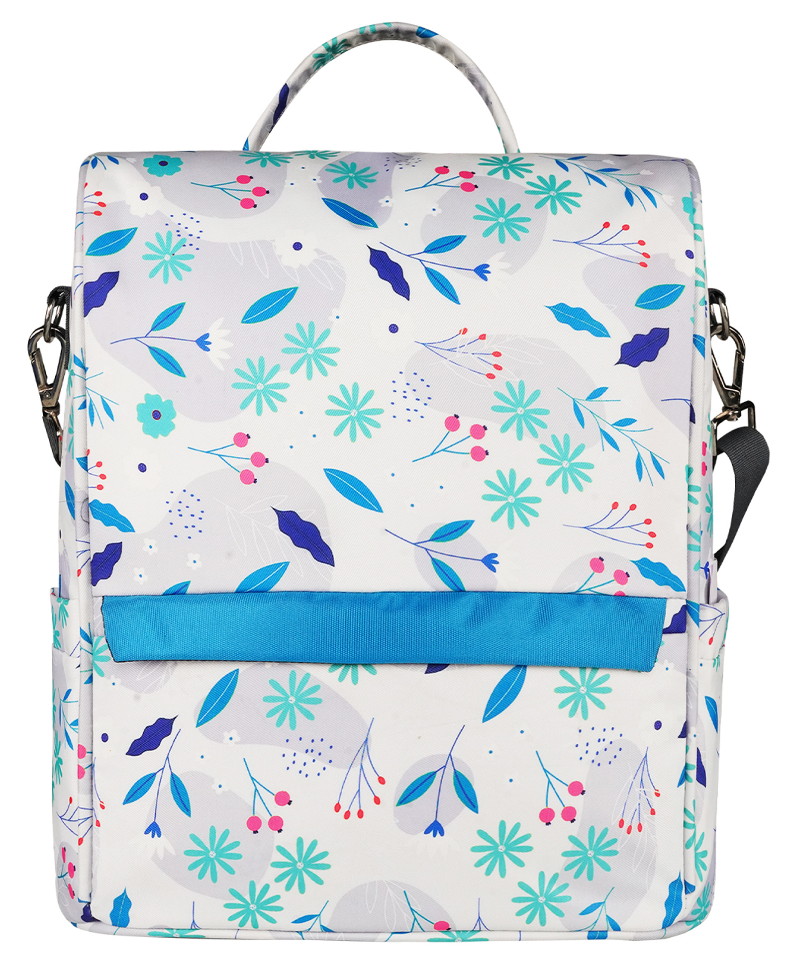 Mike Bag White & Blue Casual Backpack for Women's -Height 14 Inches-image-1