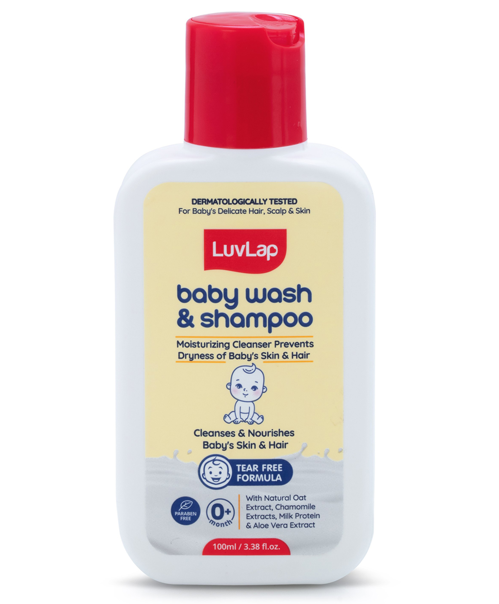 luvlap Luv Lap 2 in 1 Natural Baby Wash & Shampoo with Chamomile Oatmeal & Shea Butter in Tear Free & Paraben Free Formula - 100 ml-picture-16