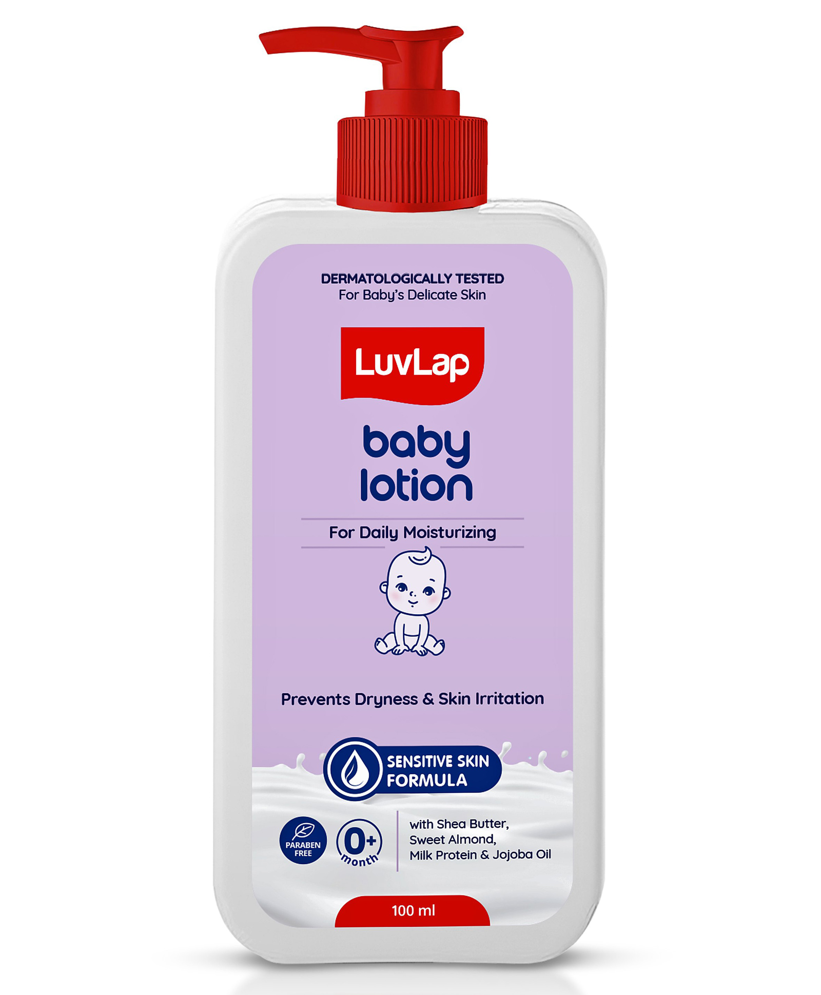 luvlap Luv Lap Baby Body Lotion with Milk Protein Shea Butter & Vitamin E 24 Hour Moisture for Sensitive Skin & Paraben Free - 100 ml-picture-2